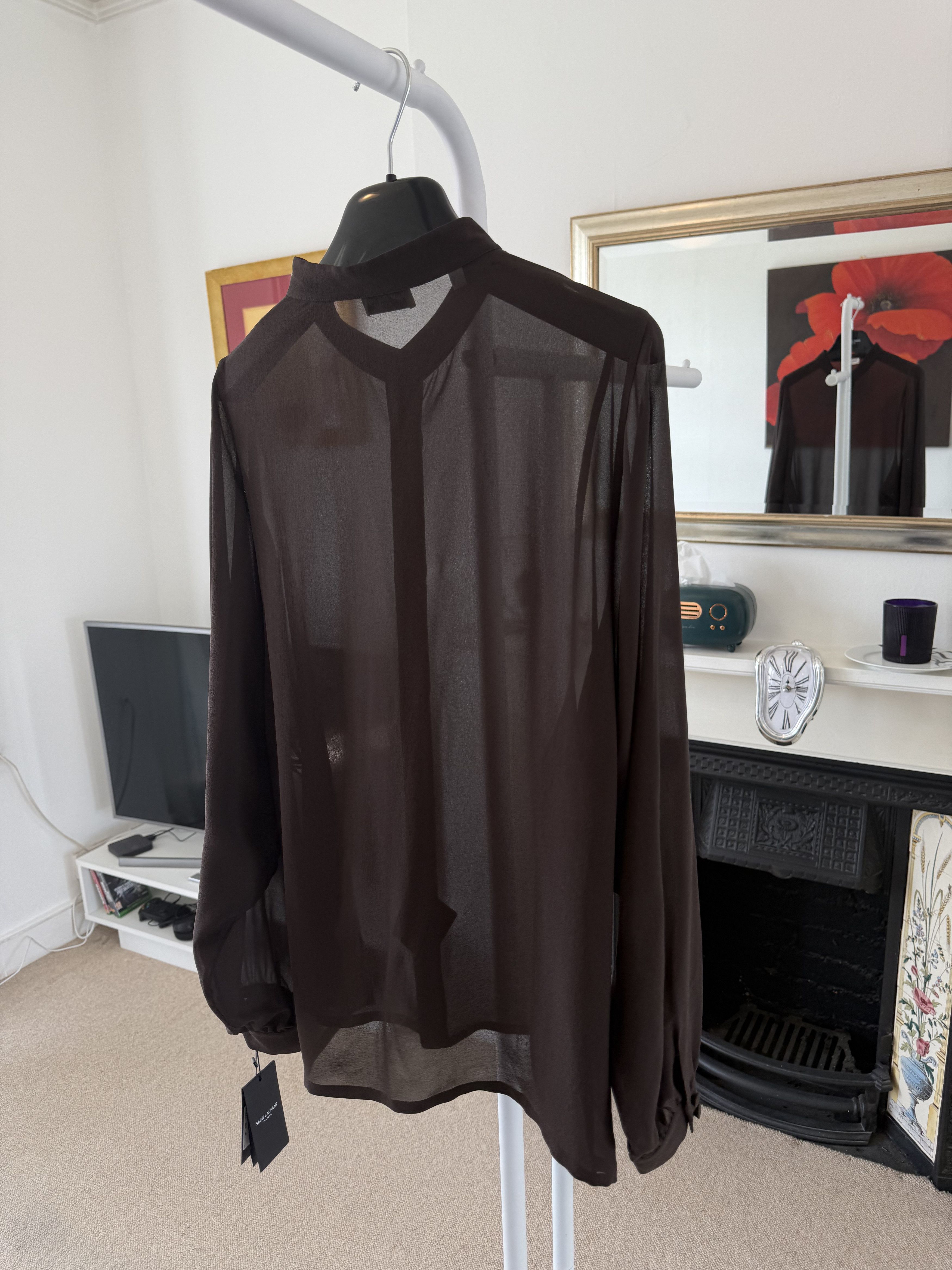 Saint Laurent Paris SS23 Saint Laurent Silk Brown Shirt Size US M / EU 48-50 / 2 - 5 Thumbnail