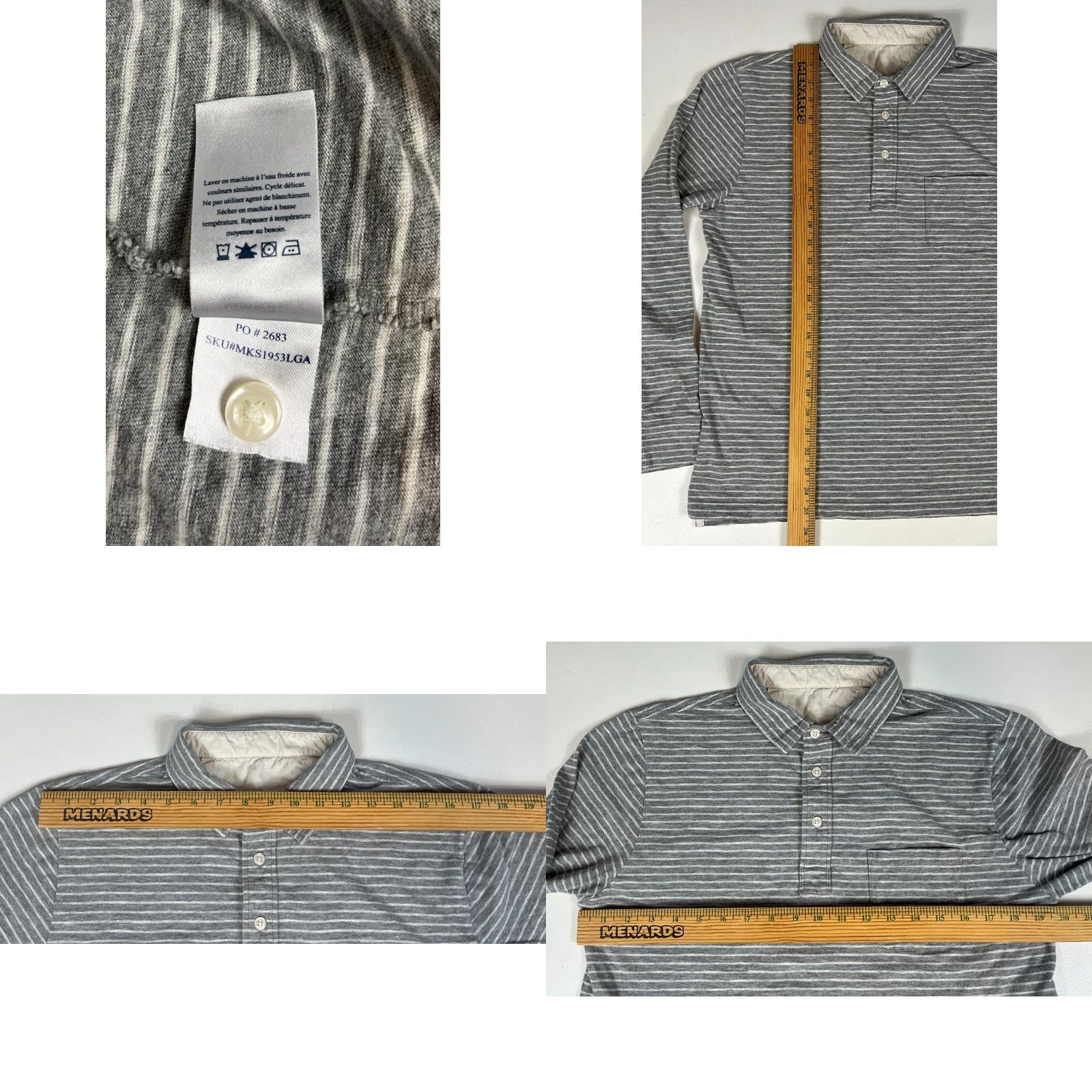 Faherty VINTAGE Men's Faherty Long Sleeve Luxe Polo Shirt Striped Gray Sz M Size US M / EU 48-50 / 2 - 8 Thumbnail