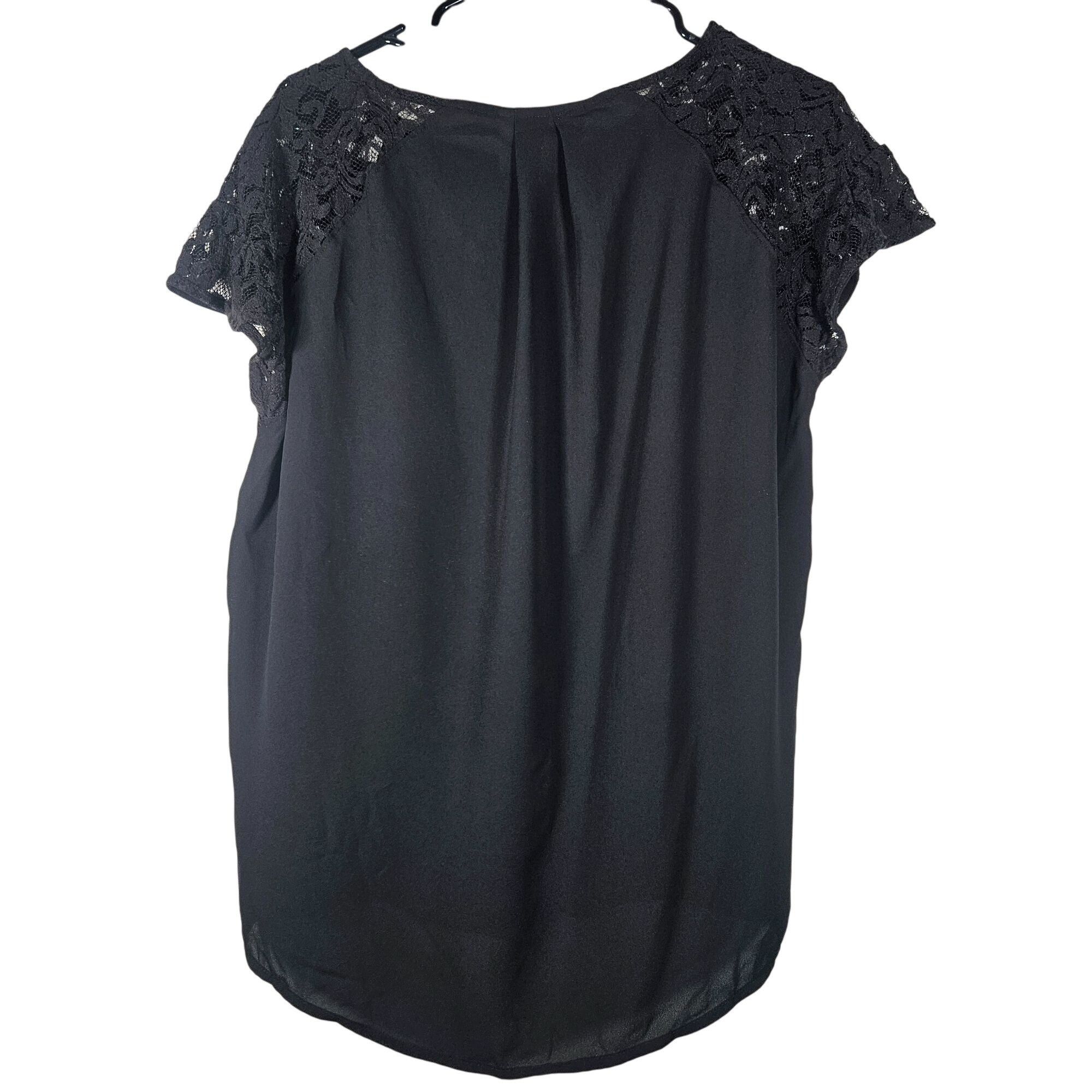 Anthropologie Anthro Maeve Black Lace Cap Sleeve Blouse Woman M Minimalist Size M / US 6-8 / IT 42-44 - 3 Thumbnail
