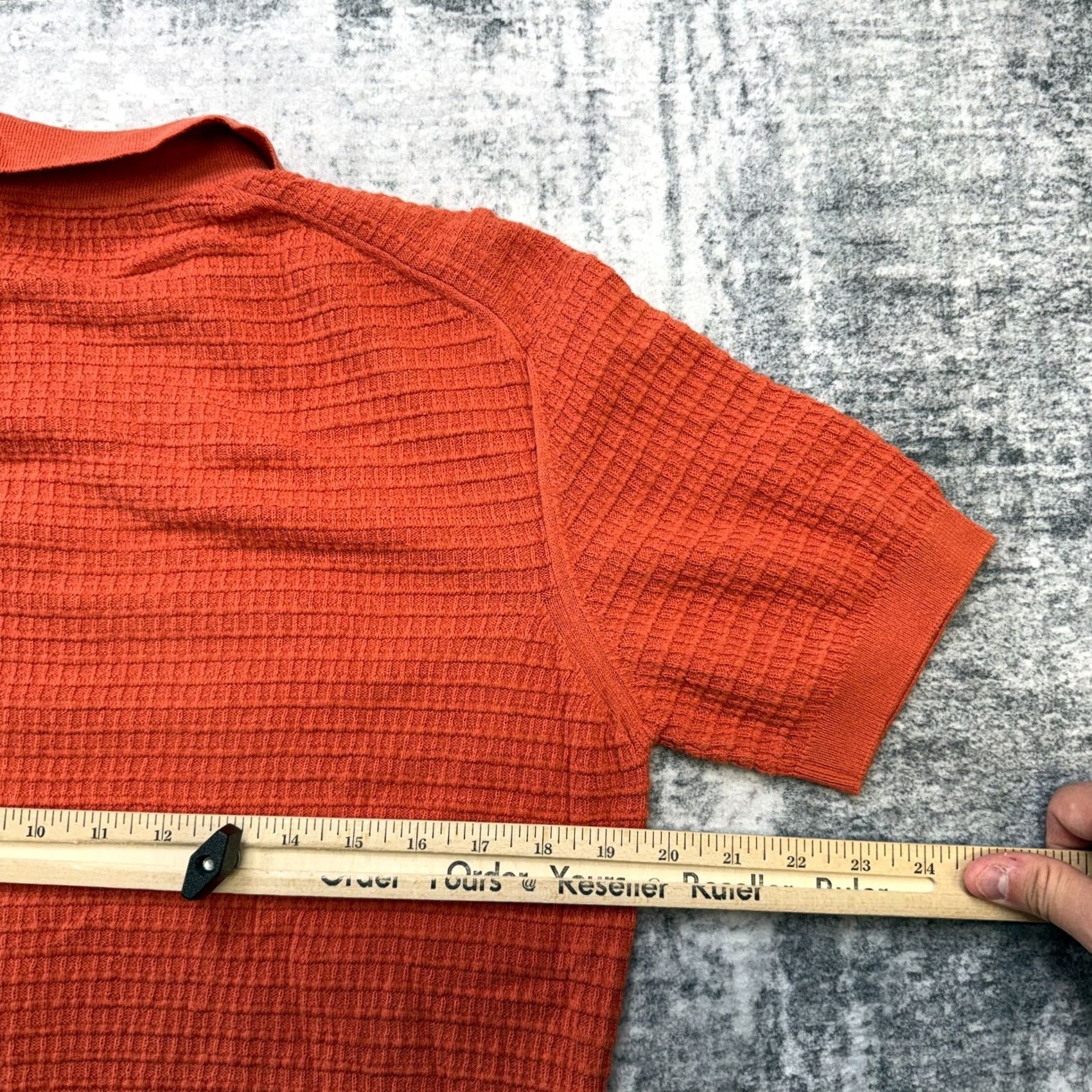 Saks Fifth Avenue Saks Fifth Avenue Polo Shirt Mens Small Orange Waffle Knit Cashmere Cotton Resort Retro Old Money Style Polo Size US S / EU 44-46 / 1 - 7 Thumbnail