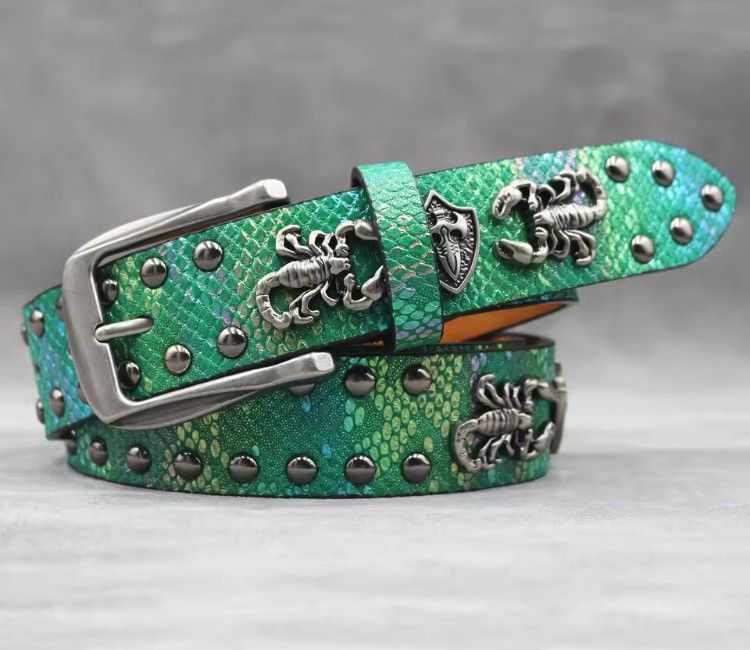 Cowboy Equipment 115 Cm scorpion Rivet PU Leather Belt Size ONE SIZE - 4 Thumbnail