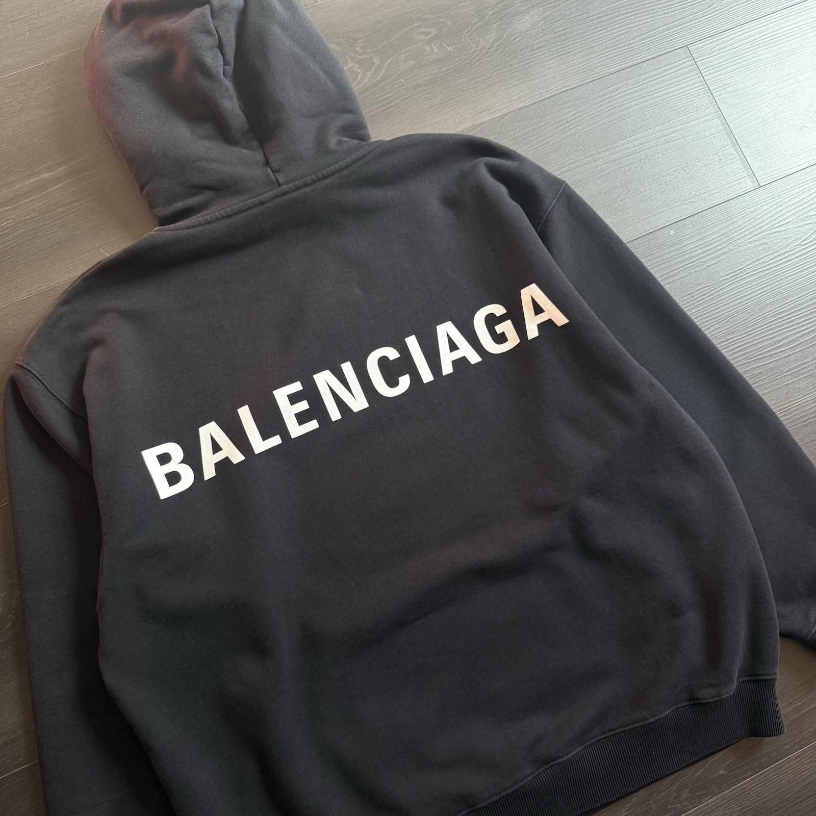 Balenciaga BALENCIAGA Back Logo Pullover Sweatshirt Hoodie Black Large Size L / US 10 / IT 46 - 3 Thumbnail