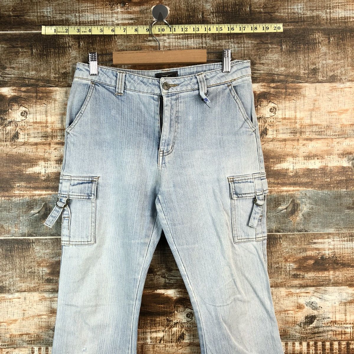 Japanese Brand Back Rush Blue Multipocket bootcut denim Jeans #A2430 Size 27" / US 4 / IT 40 - 4 Thumbnail
