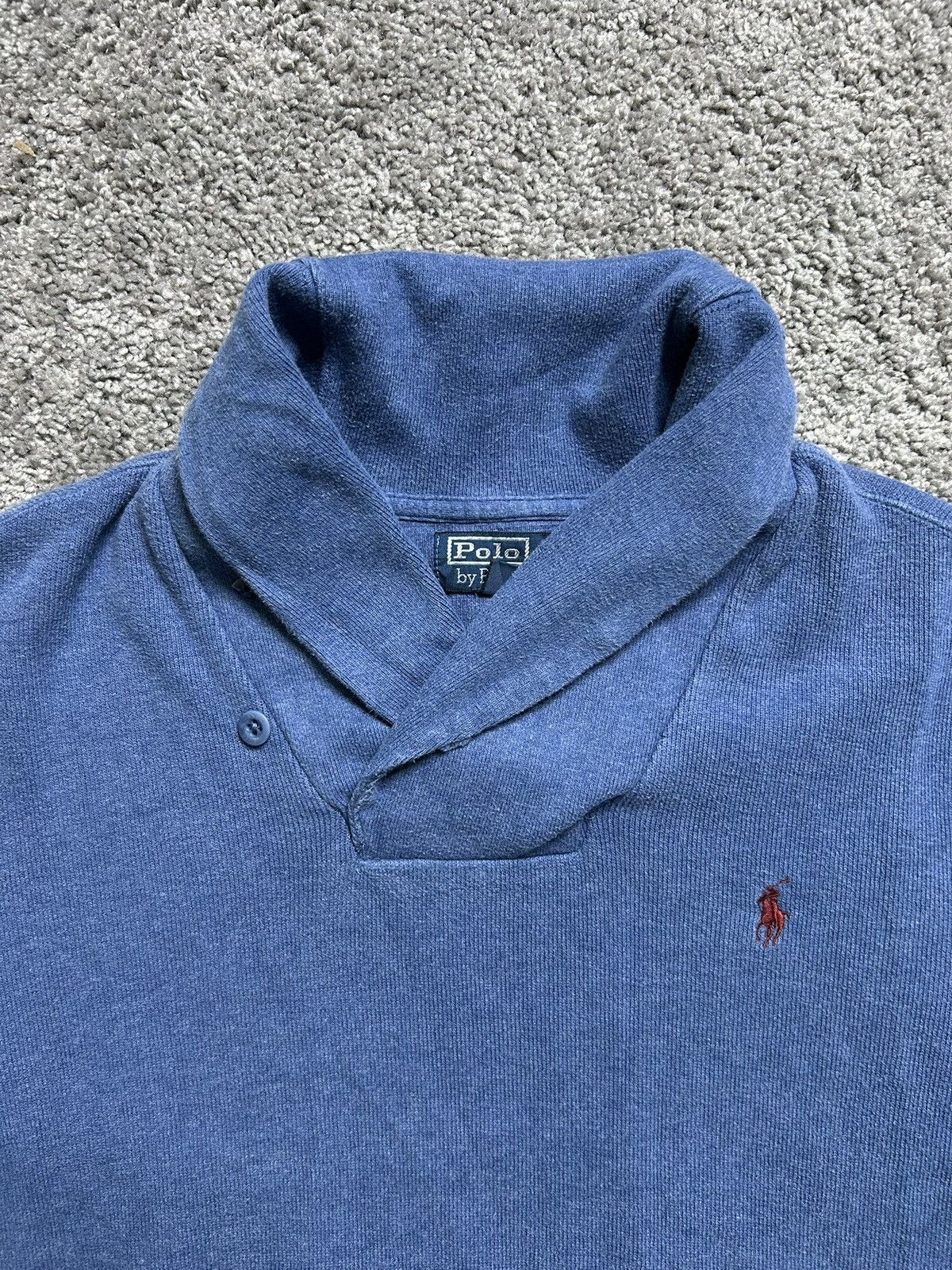 Polo Ralph Lauren Vintage 90s Polo Ralph Lauren Shawl Collar Sweater Blue Size US XL / EU 56 / 4 - 2 Thumbnail