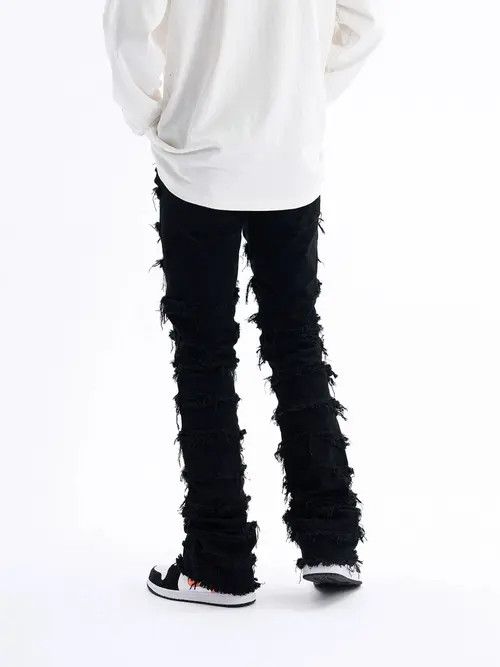 Jean ripped flared punk damaged jeans Size US 34 / EU 50 - 1 Thumbnail