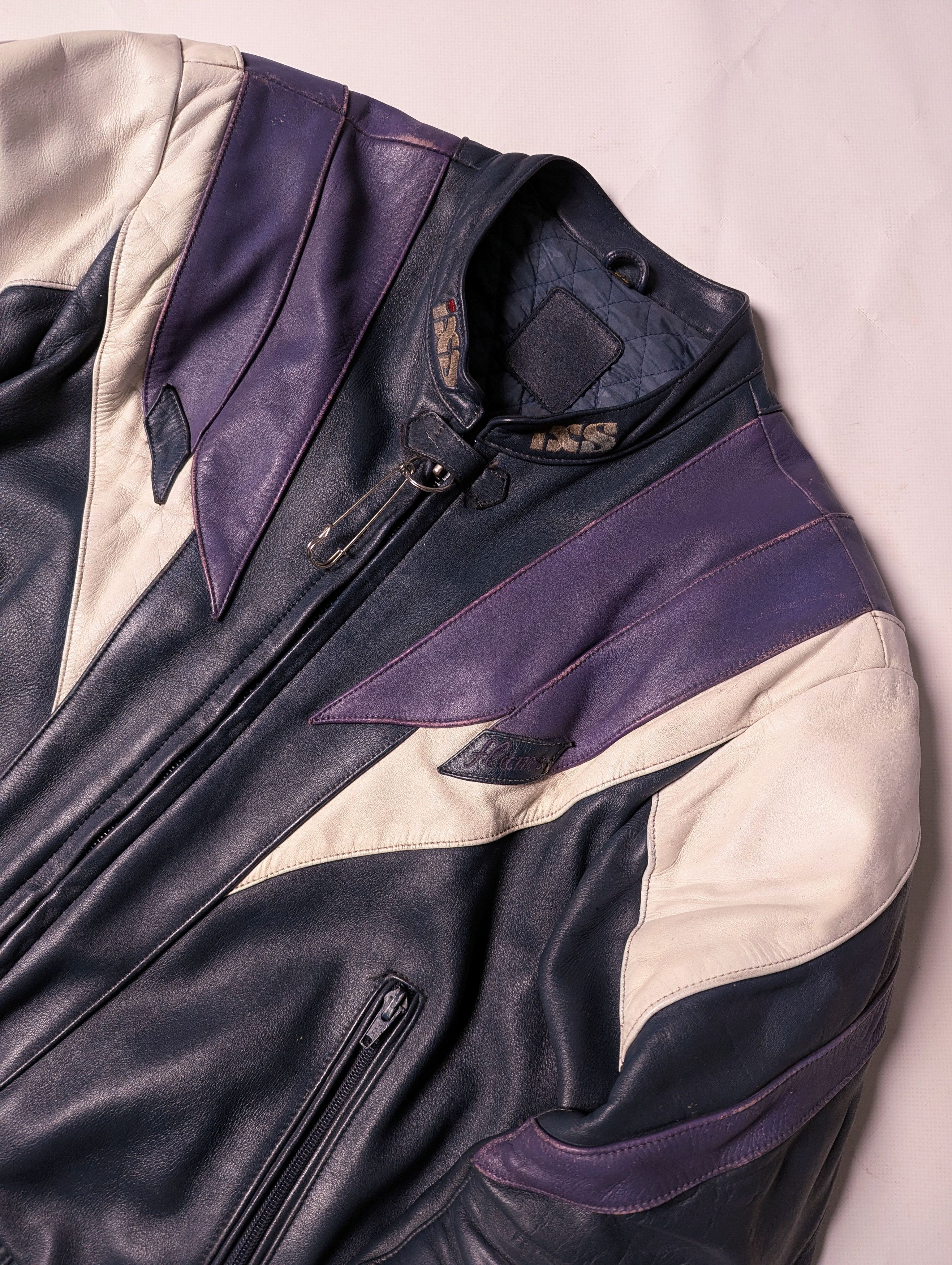 Leather 90s IXS Flame Details Handprinted Leather Bomber Jacket Size US M / EU 48-50 / 2 - 9 Thumbnail