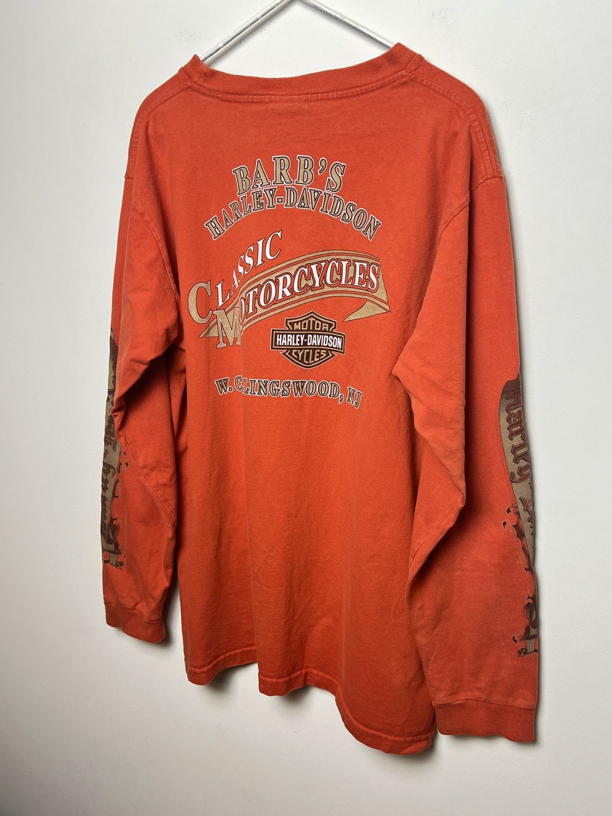 harley davidson y2k prison orange longsleeve vintage l-xl