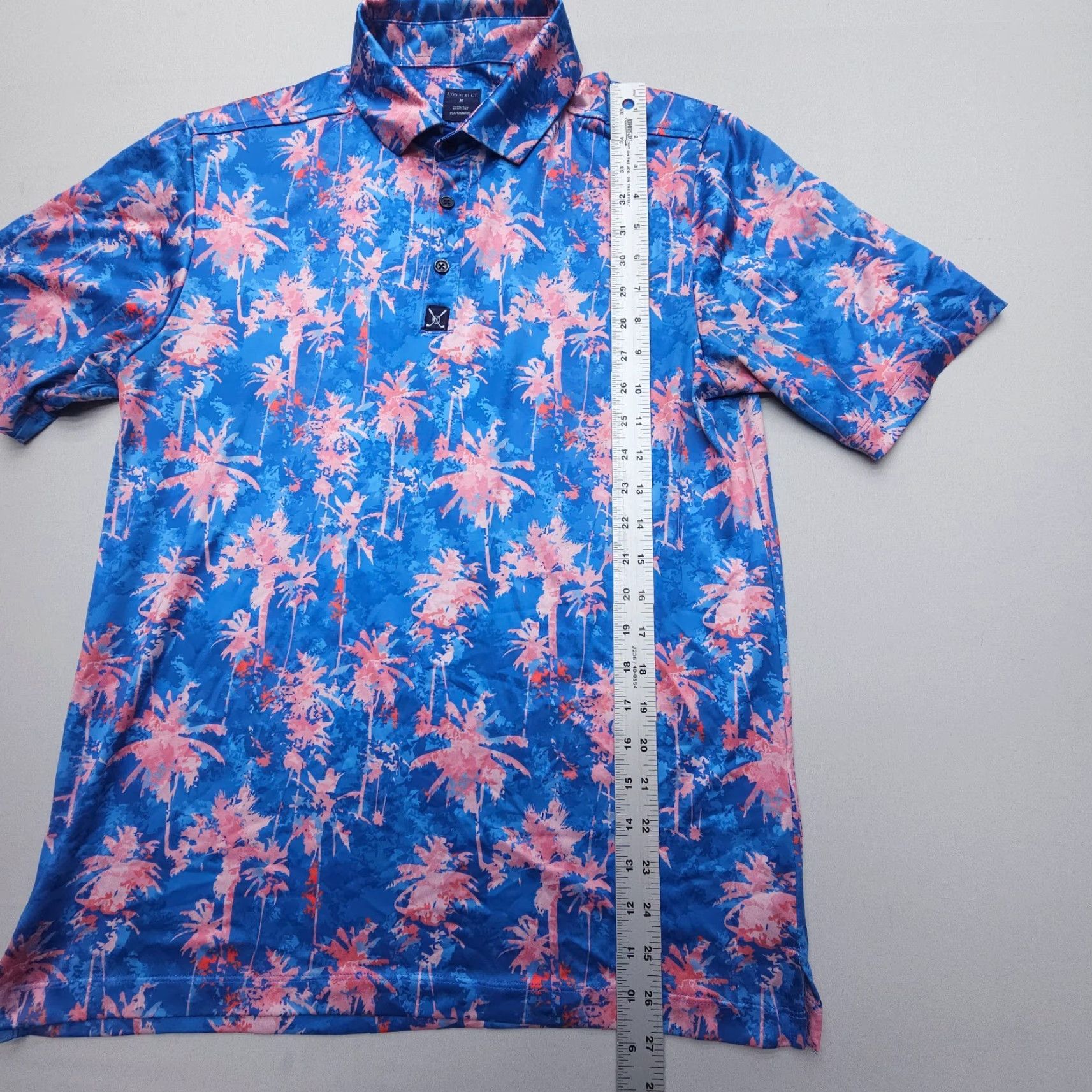 Vintage Con.Struct Quick Dry Performance Polo Mens Medium Tropical Print Stretch Golf Size US M / EU 48-50 / 2 - 5 Thumbnail