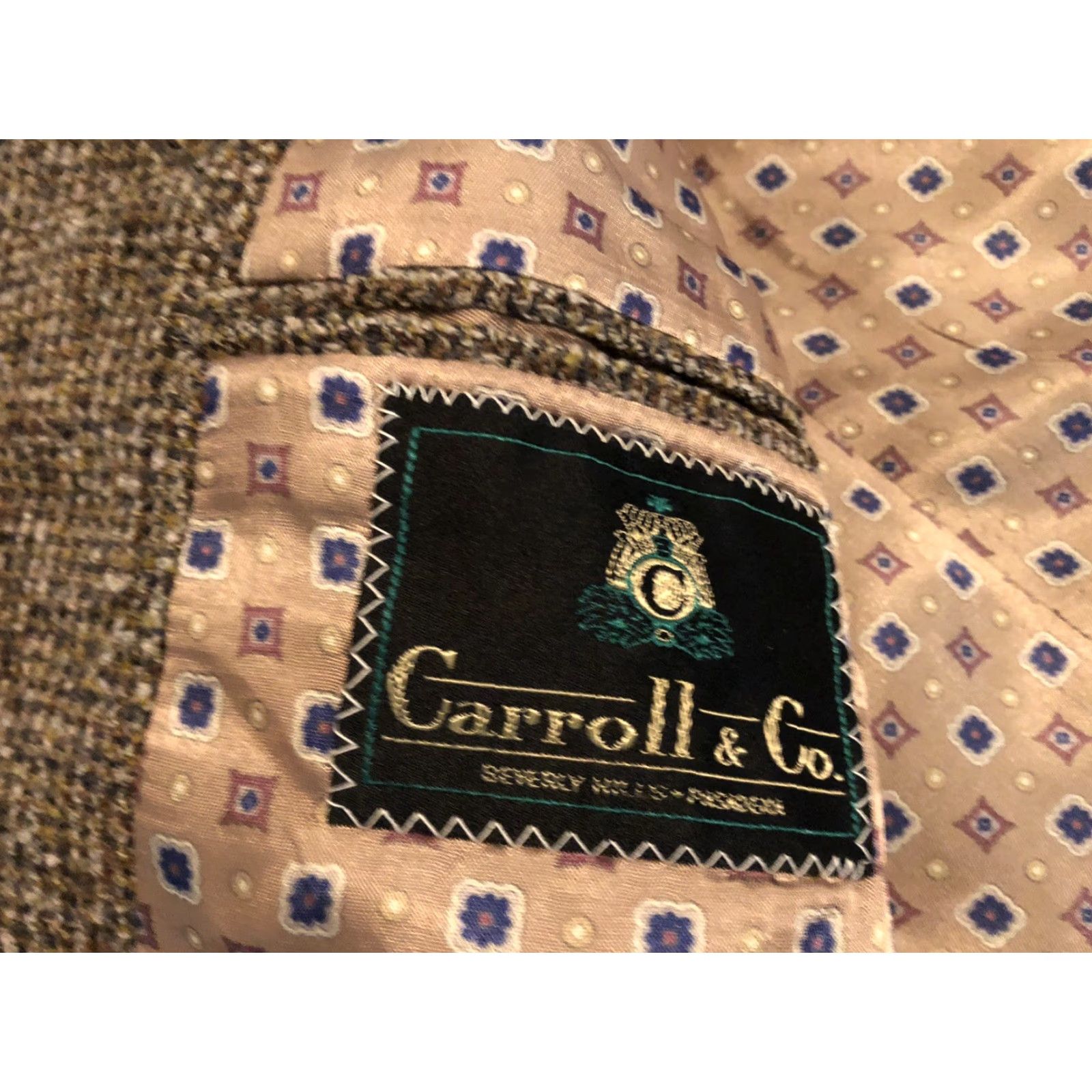 CO VINTAGE Carrol & Co Ferla Wool Silk Jacket Blazer Sport Coat 44 Brown Mens Blazer Size 44R - 3 Thumbnail