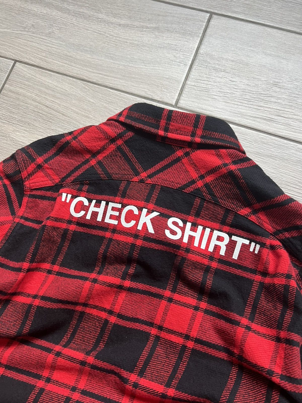 Off-White Off-White Red and Black Flannel Quote Shirt Luxury Size US M / EU 48-50 / 2 - 7 Thumbnail