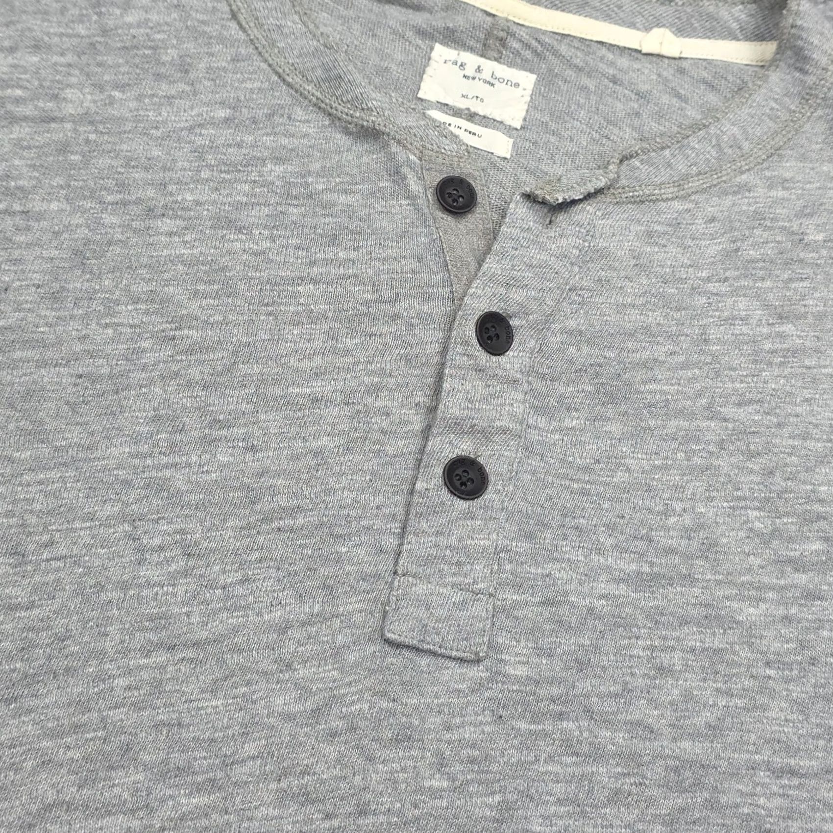 Rag & Bone Rag & Bone Henley Shirt Mens XL Gray Slub Pima Short Sleeve Harbor Grey Size US XL / EU 56 / 4 - 3 Thumbnail