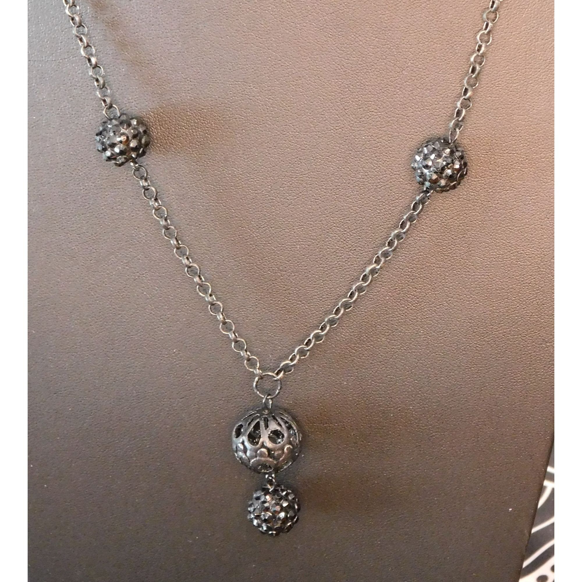Other Gothic Rhinestone Orb Necklace On Silver Tone Chain Size ONE SIZE - 1 Thumbnail