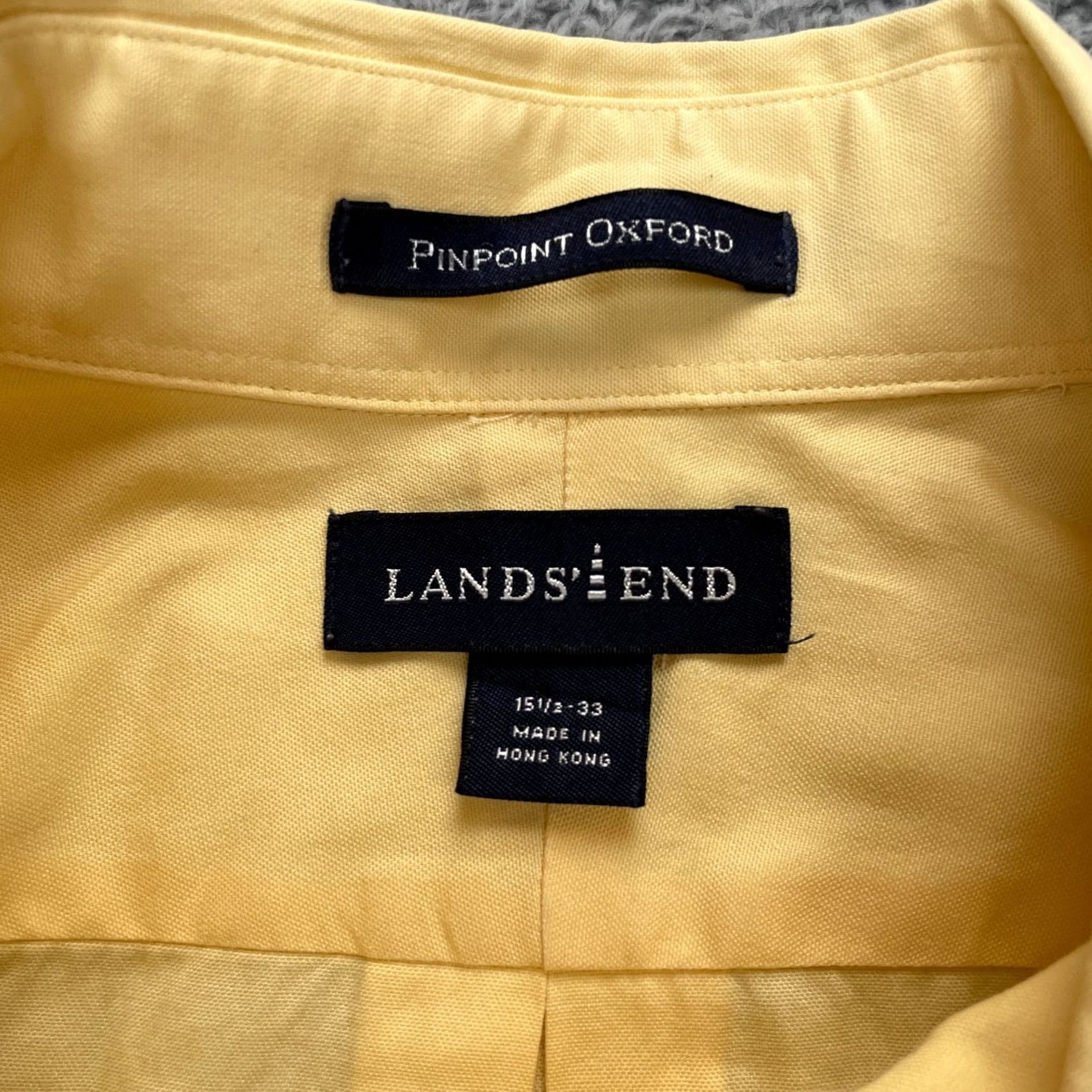 Lands' End Lands' End Shirt Mens Dress Shirt Button-Down 100% Cotton Yellow Long Sleeve Pleated Chest 48 M Regular Ocean City Preppy Casual Business Size 40R - 4 Thumbnail