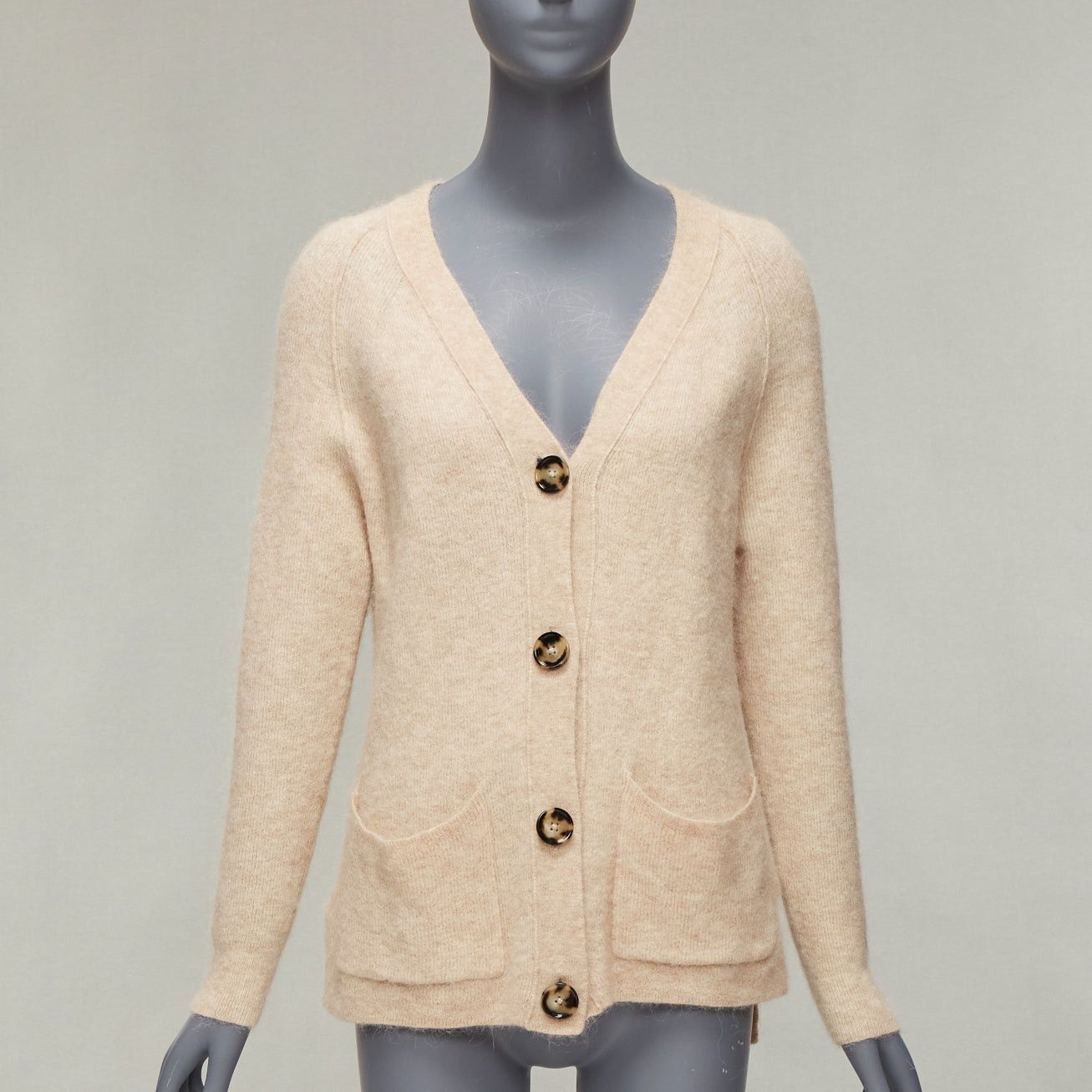 Acne Studios ACNE STUDIOS beige alpaca wool blend patch pocket large button front cardigan XS Size S / US 4 / IT 40 - 1 Thumbnail