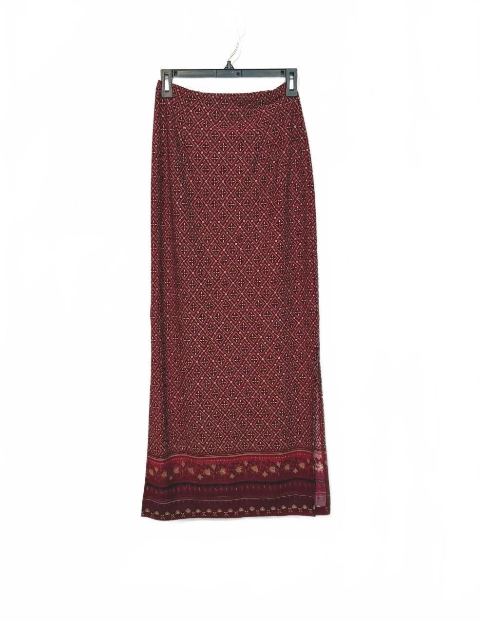 Designer Stylish Rikki J. Maxi Skirt - Small, Burgundy Pattern Size 26" / US 2 / IT 38 - 1 Thumbnail