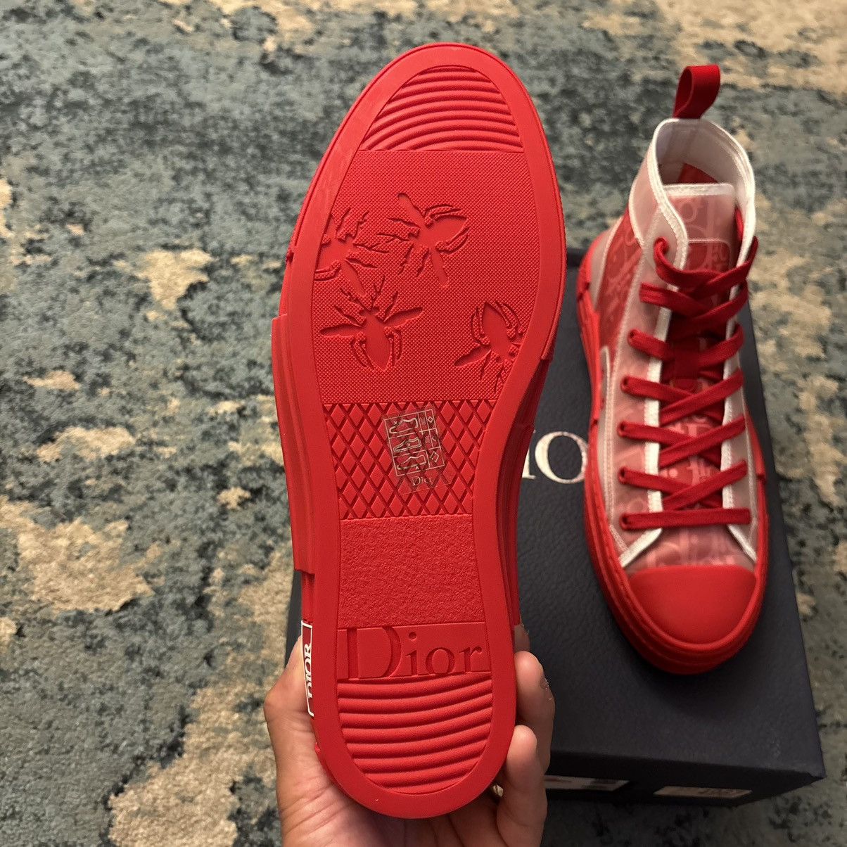 Dior Dior B23 Red Oblique High Top Sneaker Size 42 9US Brand New Size US 9 / EU 42 - 5 Thumbnail