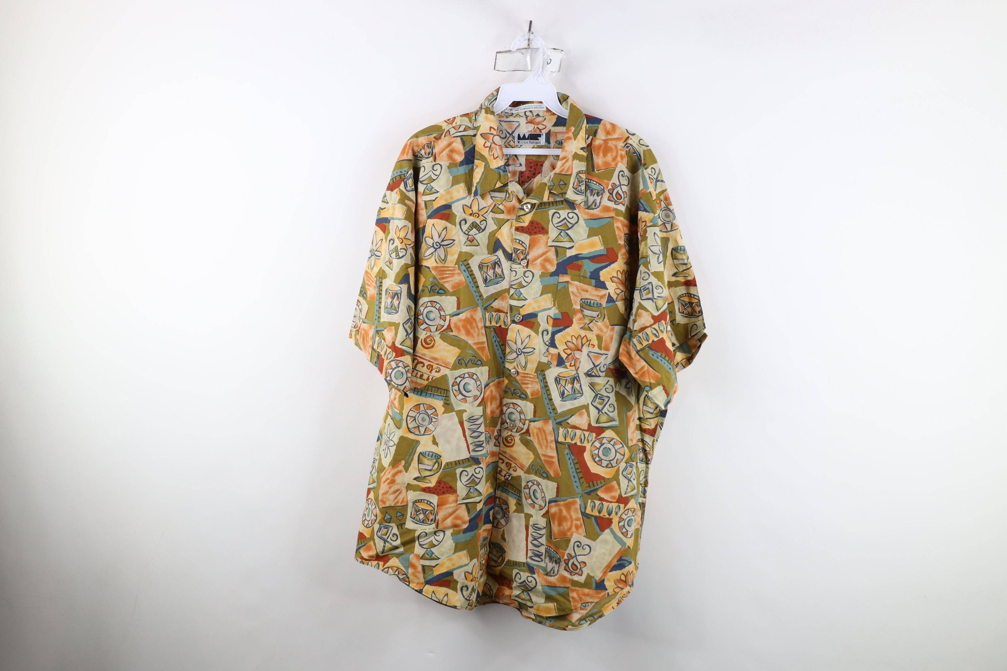 Vintage Vintage 90s Streetwear Flower Looped Collar Button Shirt Size US L / EU 52-54 / 3 - 1 Thumbnail