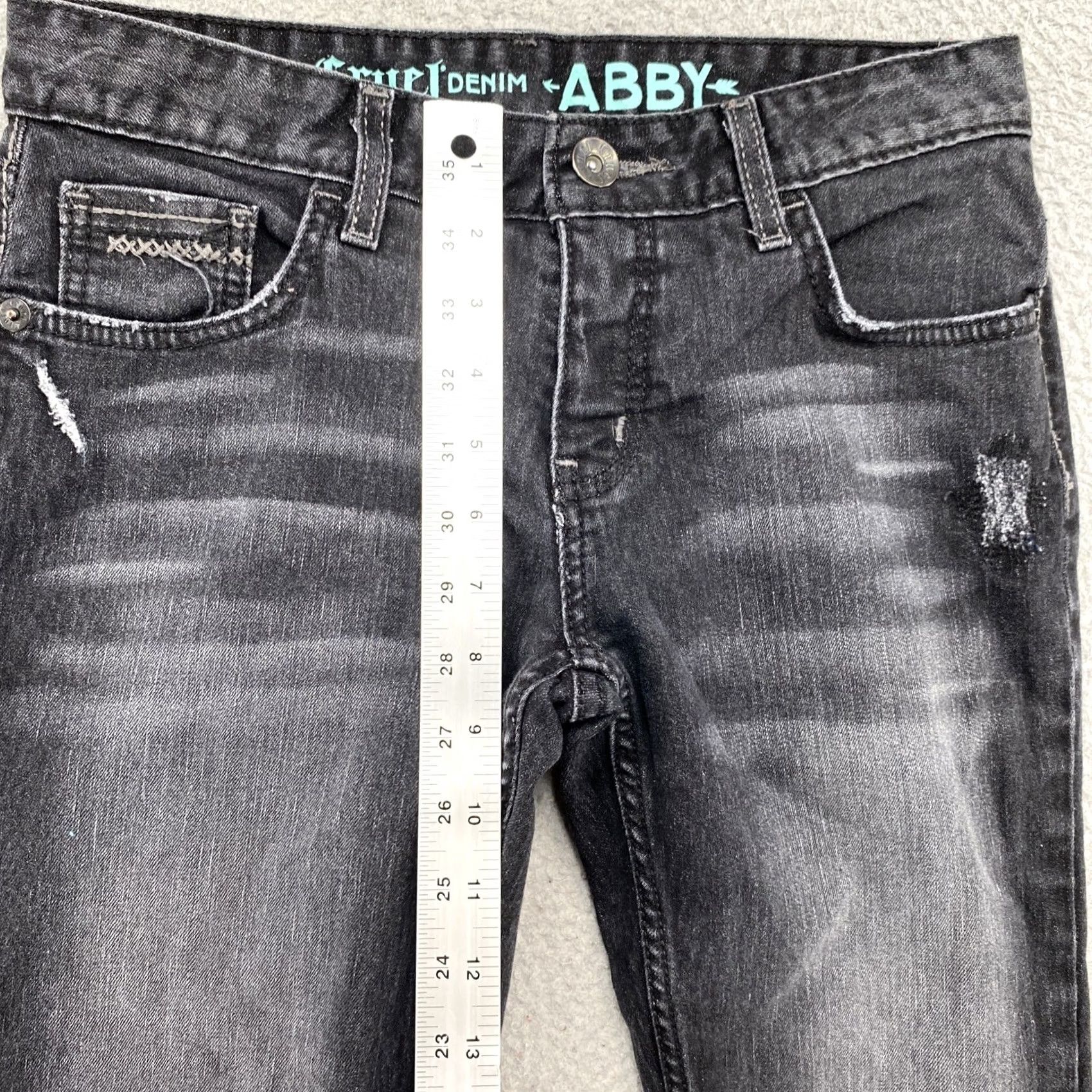 Denime Cruel Abby Bootcut Black Distressed Denim Jeans in Size 27 Regular 3R Women’s 5-Pocket Stretch Denim Jeans Size 27" / US 4 / IT 40 - 6 Thumbnail