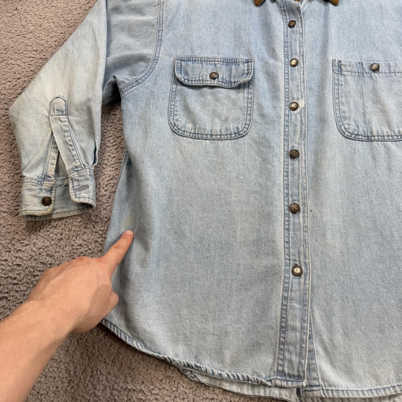 Express Vintage 90s Express Jeans Denim Work Shirt Corduroy Collar Size US S / EU 44-46 / 1 - 6 Thumbnail