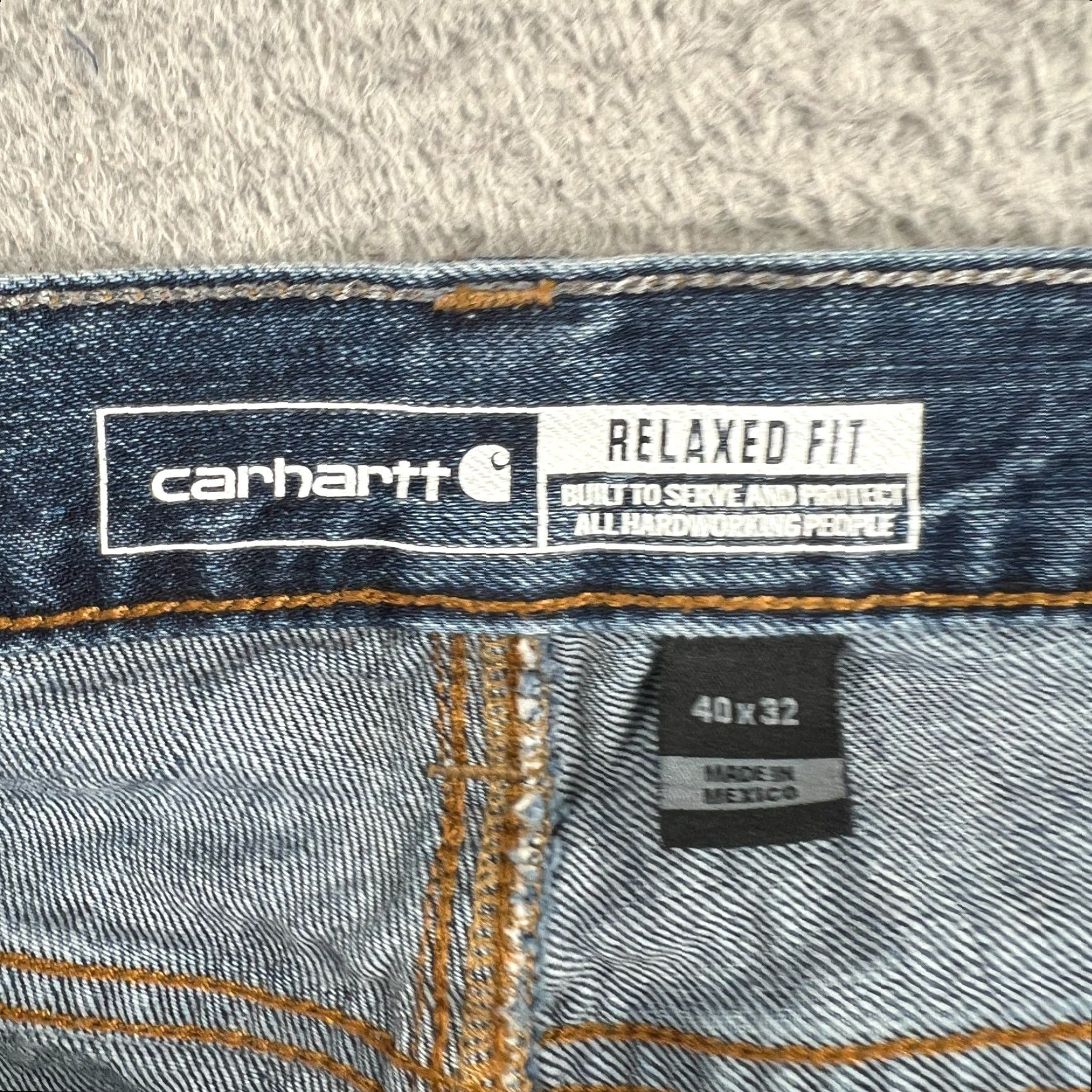 Carhartt VINTAGE Carhartt Relaxed Jeans Mens 40x32 Blue Denim Straight High Rise 12+ Button Zip Pockets Logo 100% Cotton Regular Inseam 32 Size US 40 / EU 56 - 7 Thumbnail