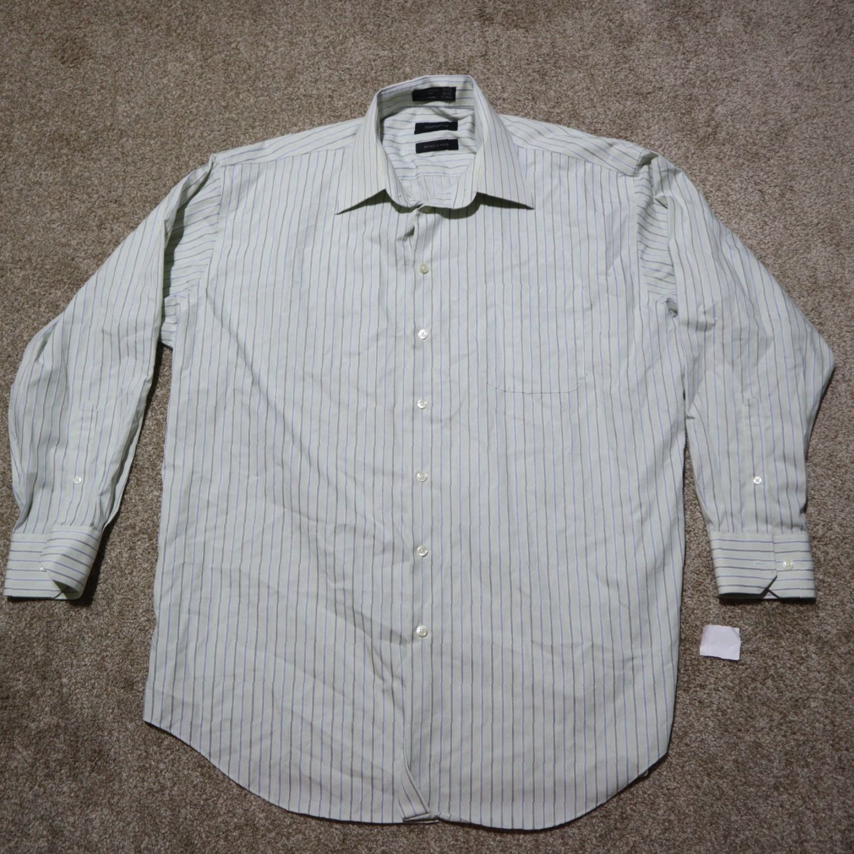 Liz Claiborne Claiborne Shirt Button-Up White Stripe Long Sleeve Men Size 17.5 32/33 Size US XXL / EU 58 / 5 - 2 Thumbnail