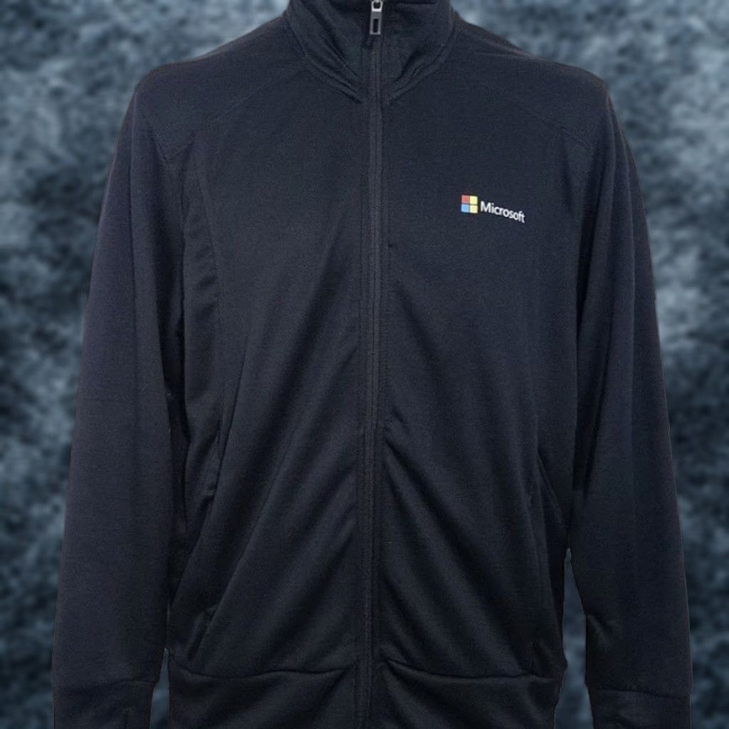 Vintage Microsoft Track Jacket Womens Size Large Black Full Zip Thumb Holes Shirt Size L / US 10 / IT 46 - 1 Thumbnail