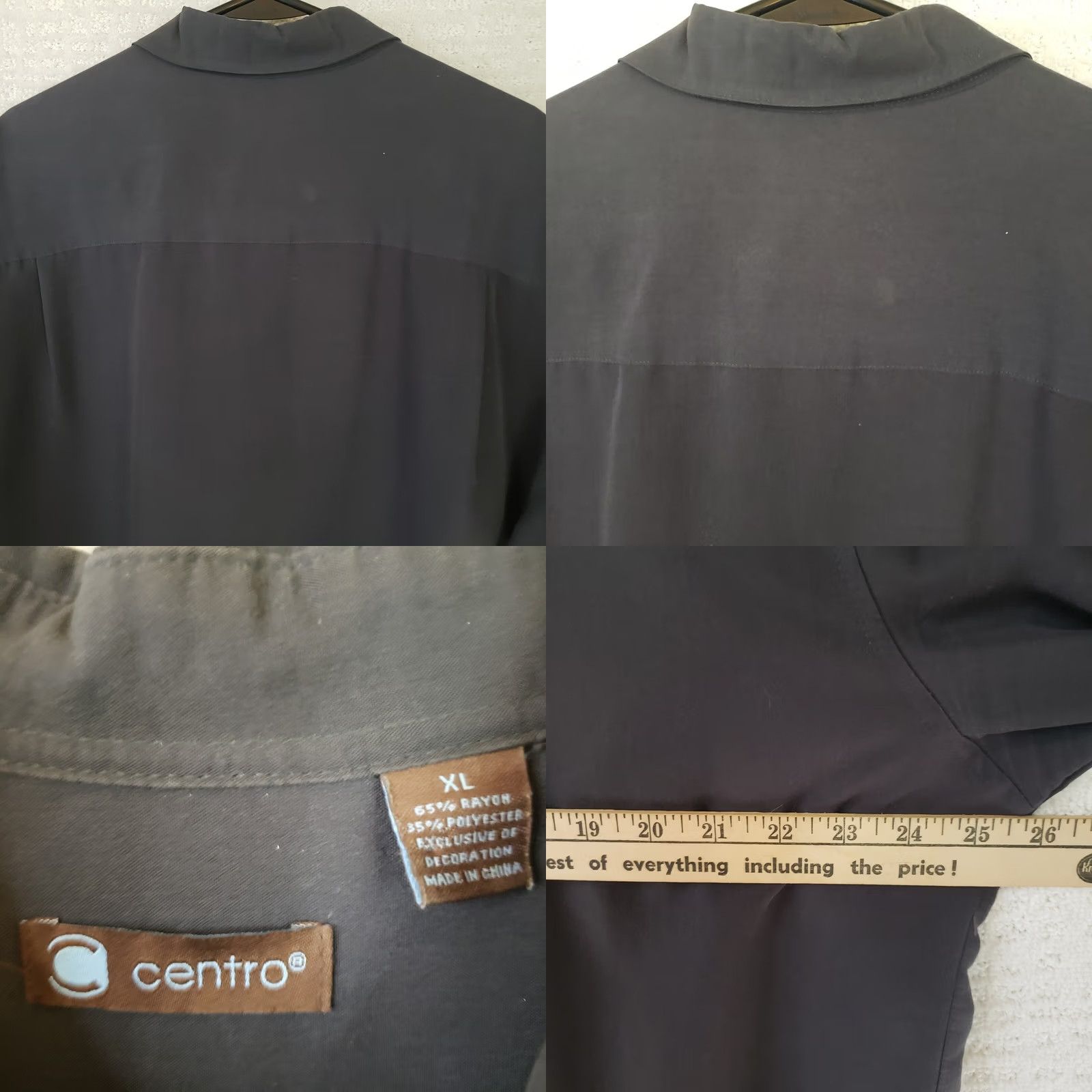 Vintage Centro Shirt Mens XL Black Button-Front Short Sleeve Rayon Blend Size US XL / EU 56 / 4 - 9 Thumbnail