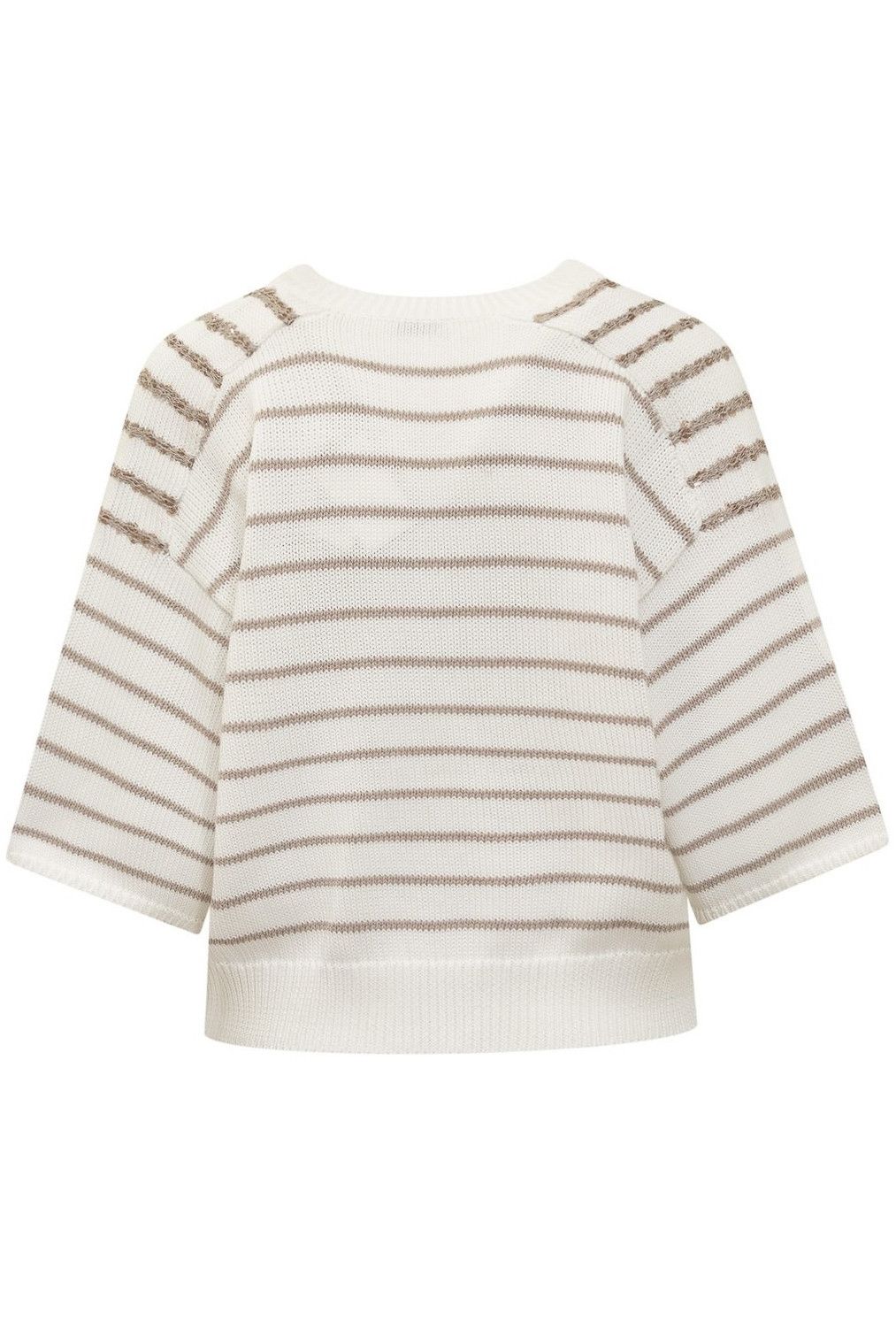 Brunello Cucinelli o1y0825 Short Sleeves Sweater in White/Beige Size L / US 10 / IT 46 - 2 Thumbnail