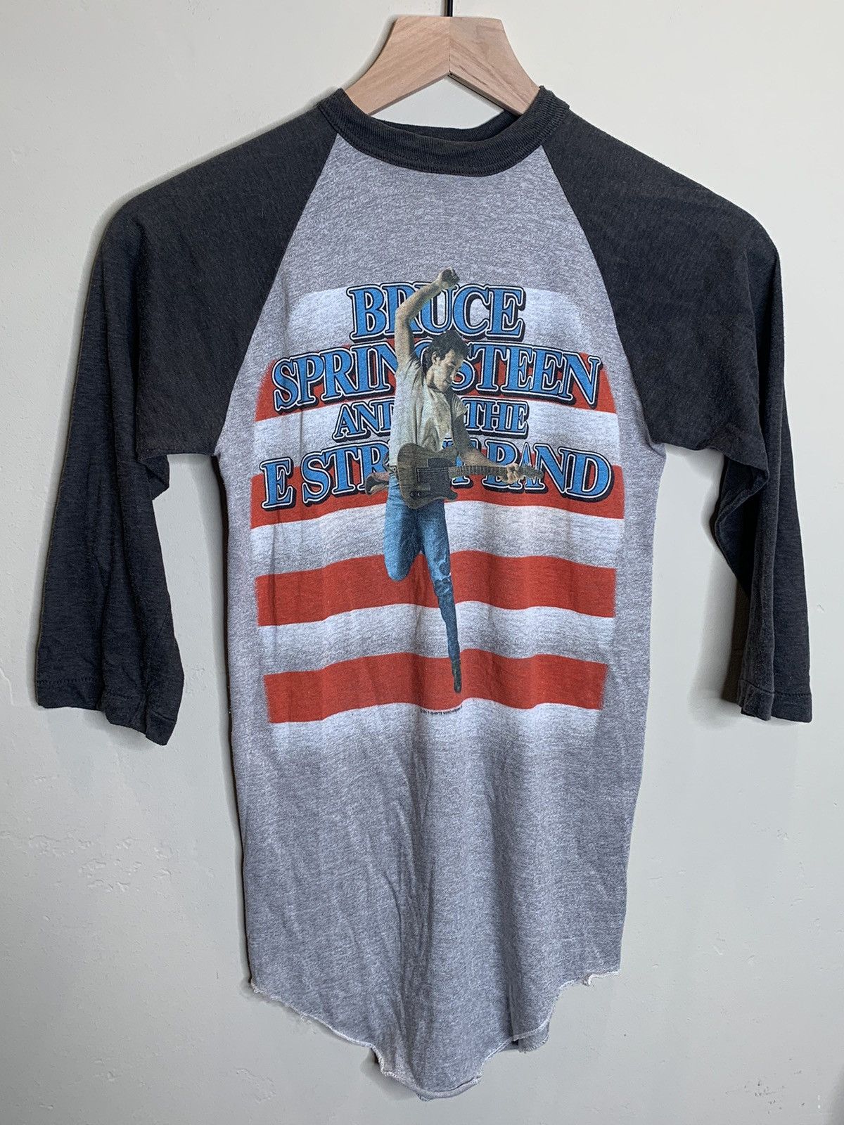 image of Band Tees x Made In USA Vintage 1984 Bruce Springsteen Born In The Usa Shirt in Black/Red/Grey (Siz