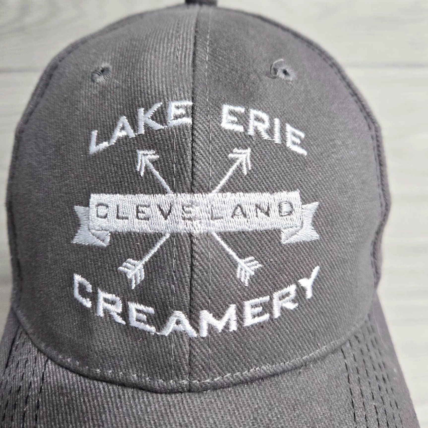 Vintage Lake Erie Cleveland Creamery Hat Adult Adjustable Gray Baseball Cap Mens Size ONE SIZE - 2 Thumbnail
