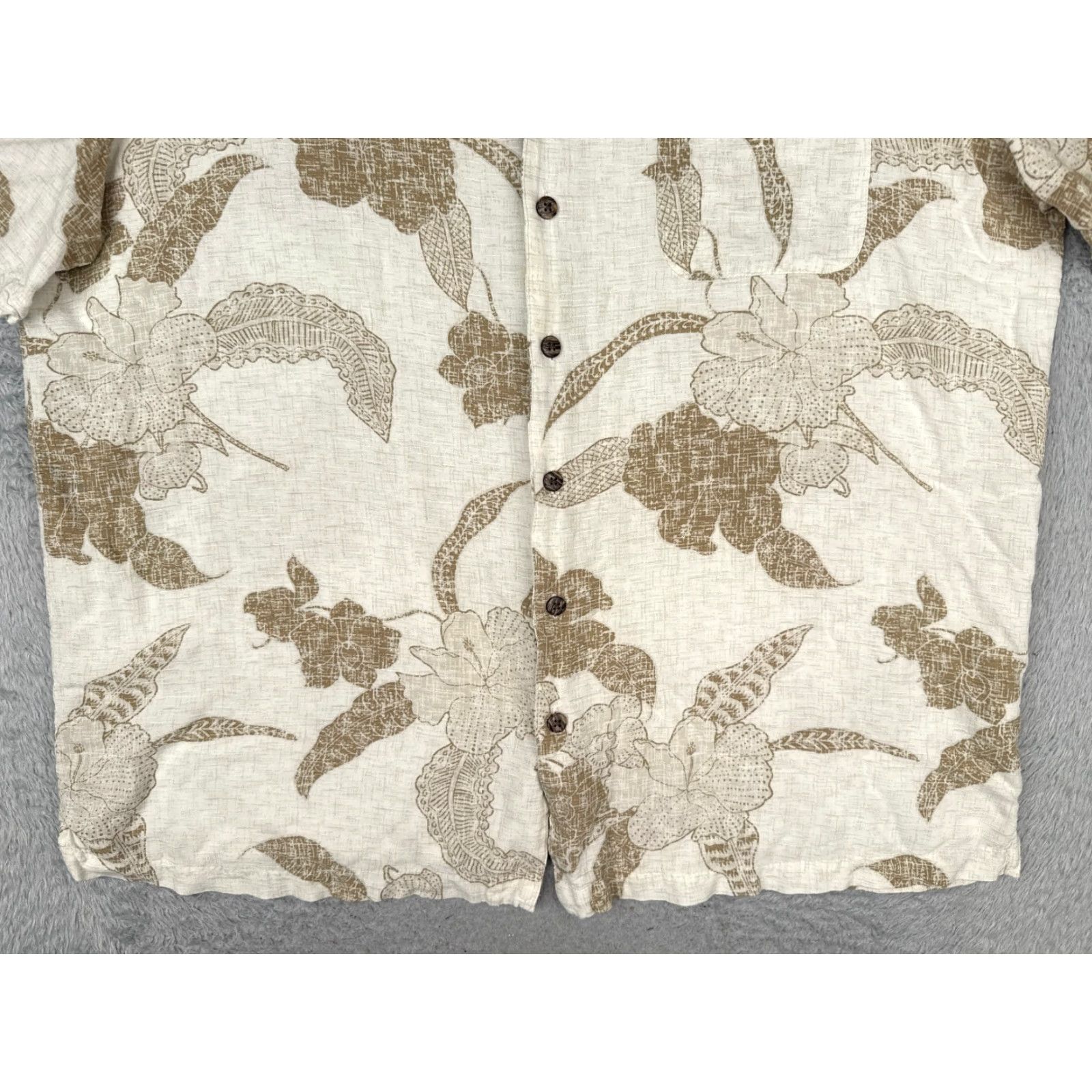 George George Shirt Men 2XL Beige White Floral Palm Leaf Hawaiian 100% Rayon Pocket Button-Up Floral Mens Size US XXL / EU 58 / 5 - 5 Thumbnail