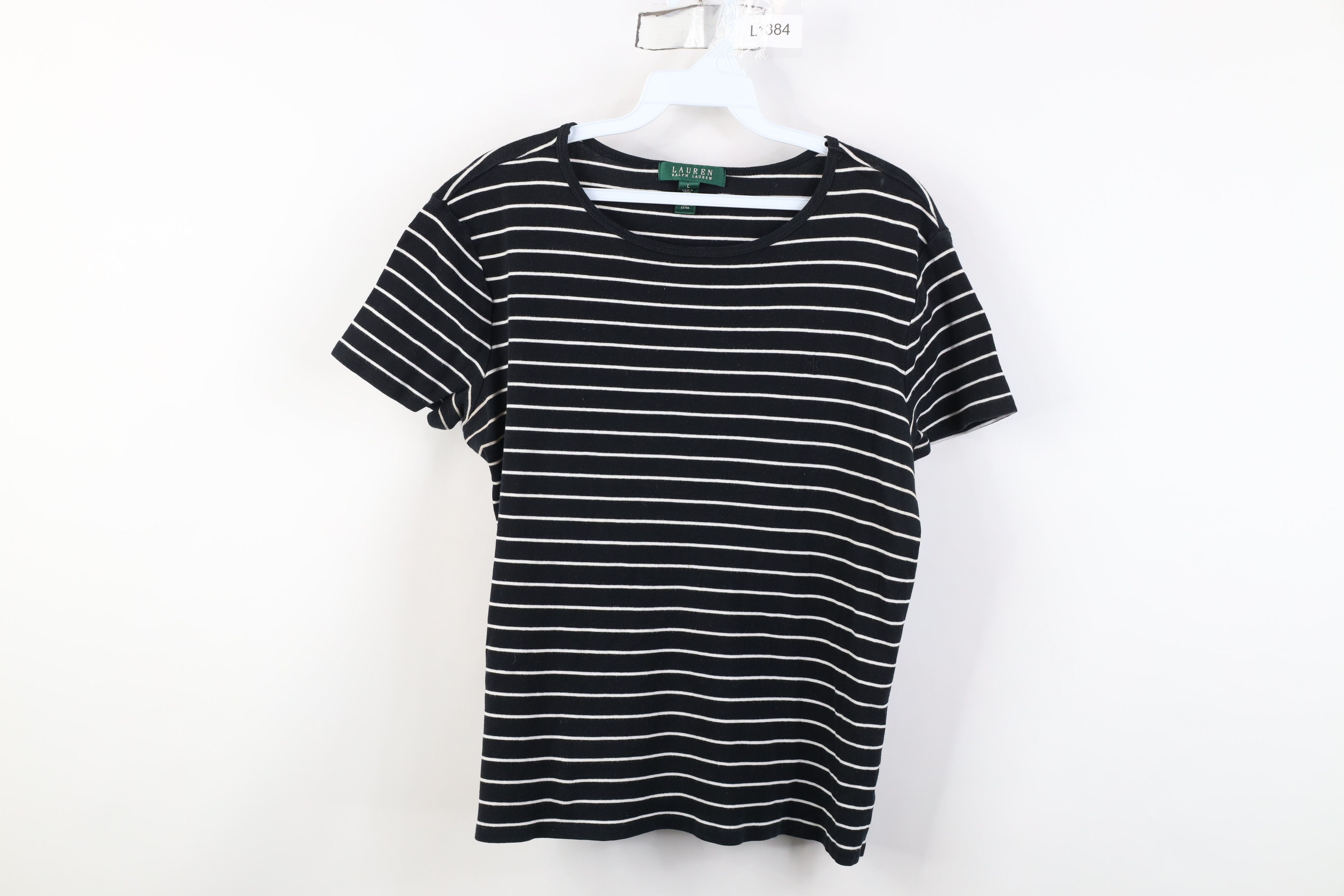 Ralph Lauren Vintage 90s Y2K Ralph Lauren Ribbed Knit T-Shirt Black Size L / US 10 / IT 46 - 1 Thumbnail