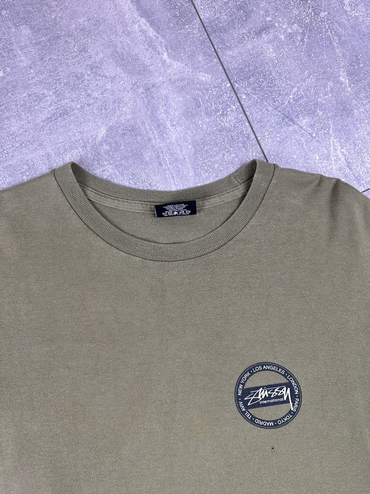 Stussy Stussy International Tour Overprint Logo Olive T-Shirt Size US M / EU 48-50 / 2 - 8 Thumbnail