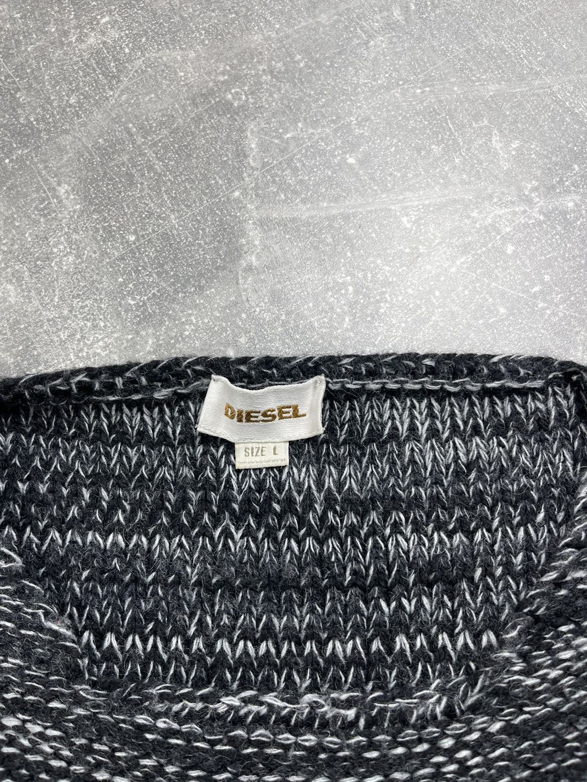 Diesel Diesel Knit Wool Sweater Geometric Pattern Black White Size US L / EU 52-54 / 3 - 9 Thumbnail