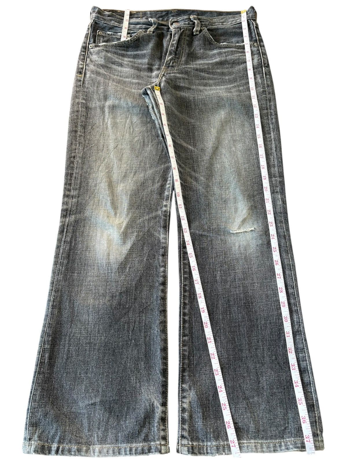 Levi's Vintage 90s Levis 517 Black Distressed Flare Jeans Size US 31 - 7 Thumbnail