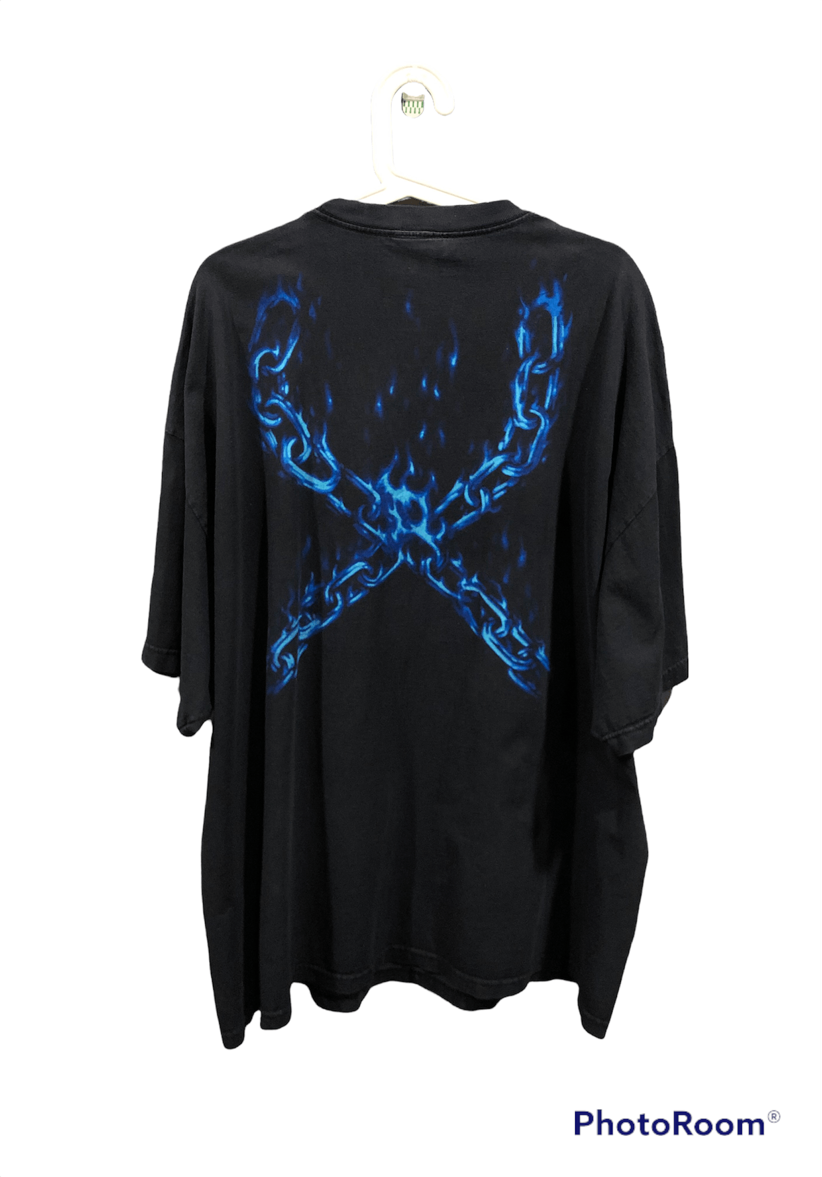 ODM Vintage ODM Big Print Blue Fire Skull Harley Davidson Tshirt Size US XXL / EU 58 / 5 - 2 Thumbnail