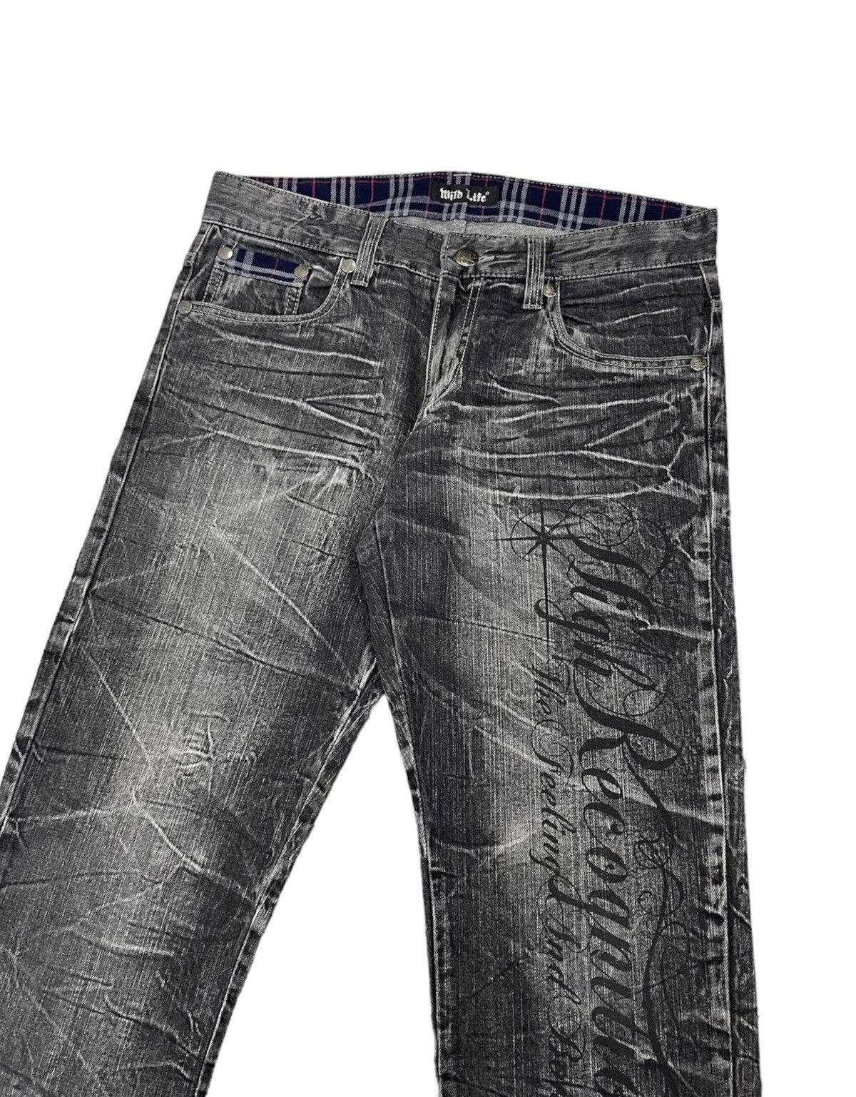 If Six Was Nine Wild Life Japan Spellout Jeans Hysteric Style Size US 35 - 2 Thumbnail
