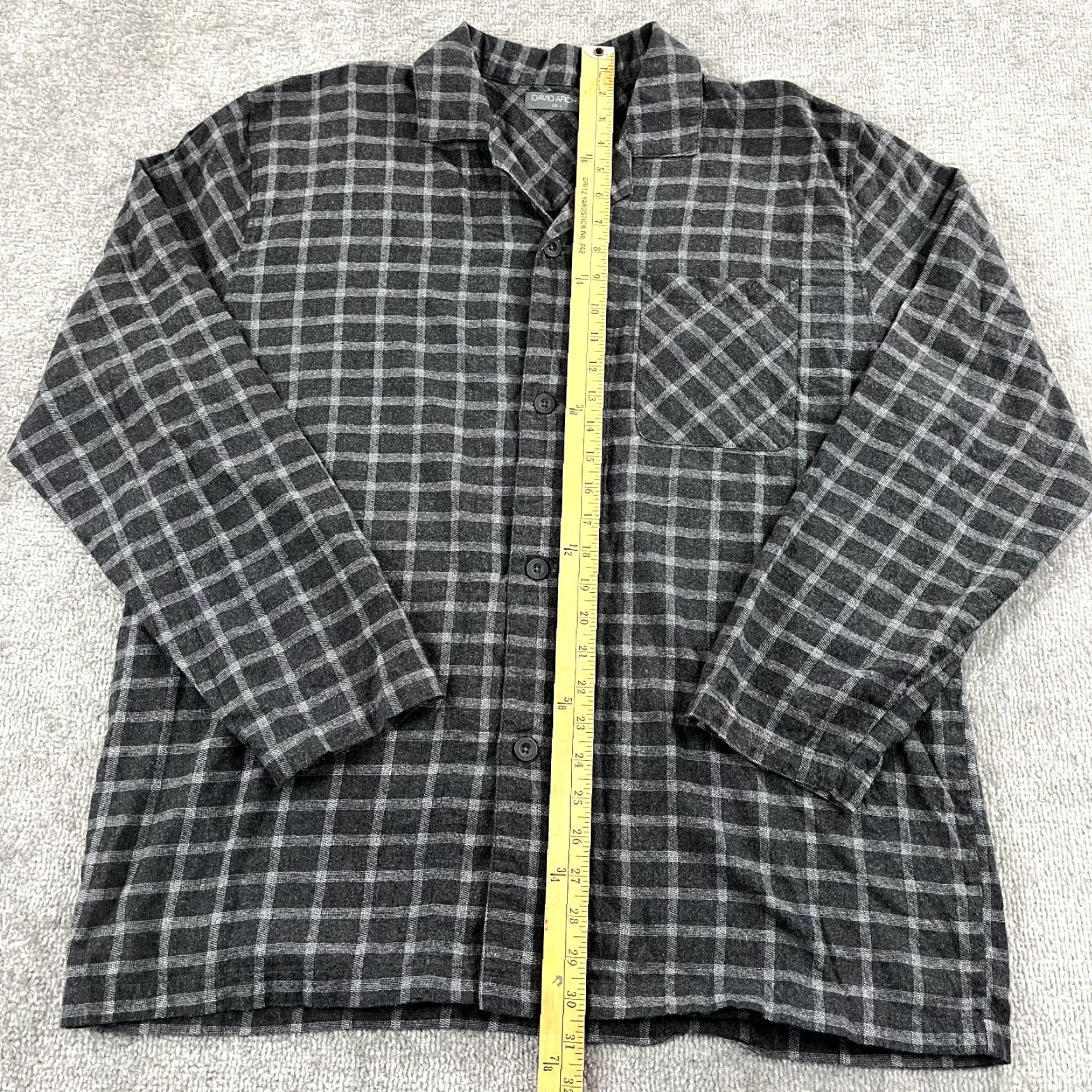 Vintage DAVID ARCHY Shirt Mens L Gray Plaid Relaxed Lounge Button Up Long Sleeve Shirt Size US L / EU 52-54 / 3 - 3 Thumbnail