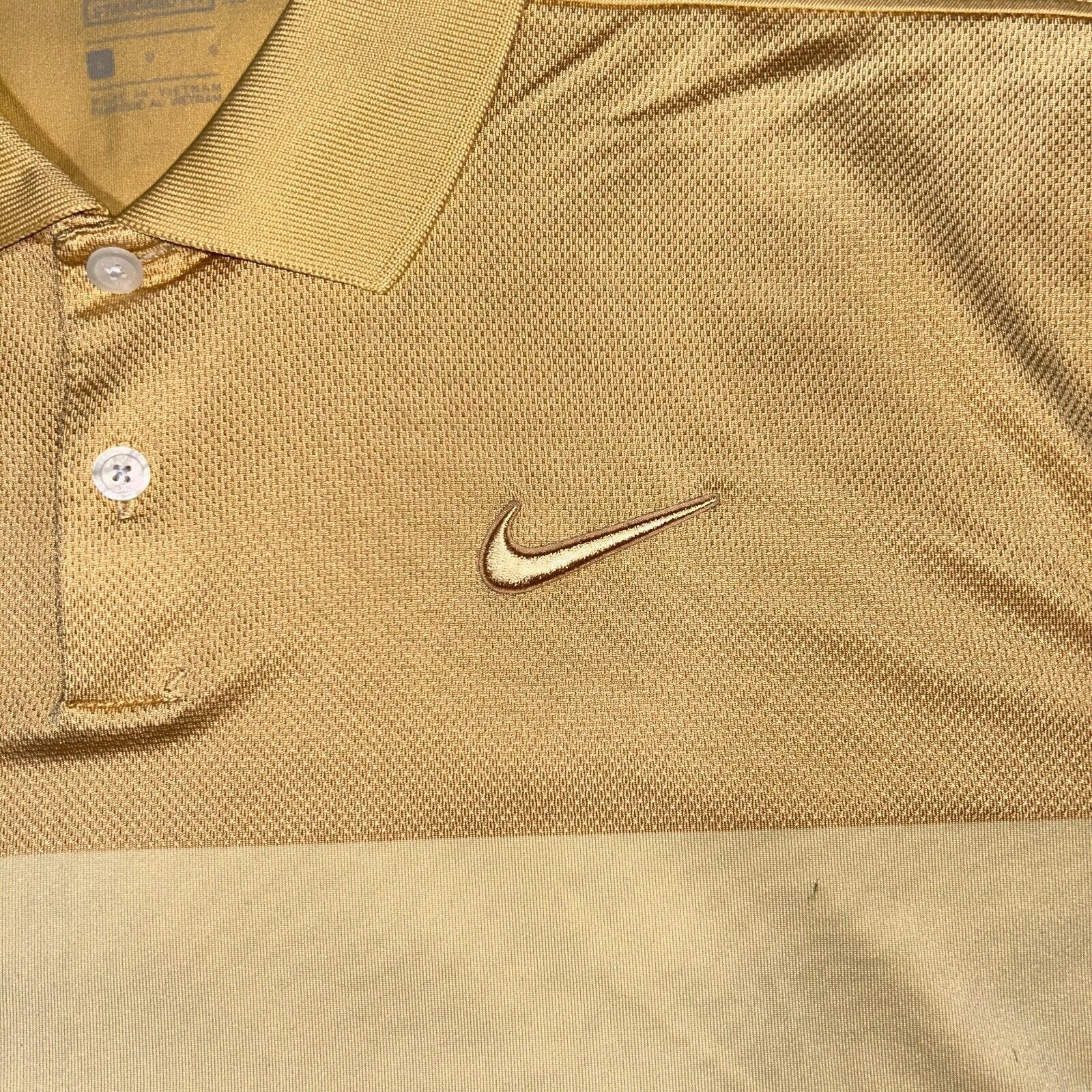 Nike Nike Dri-Fit Golden Yellow Striped Athletic Collared Polo Sh Size US L / EU 52-54 / 3 - 4 Thumbnail