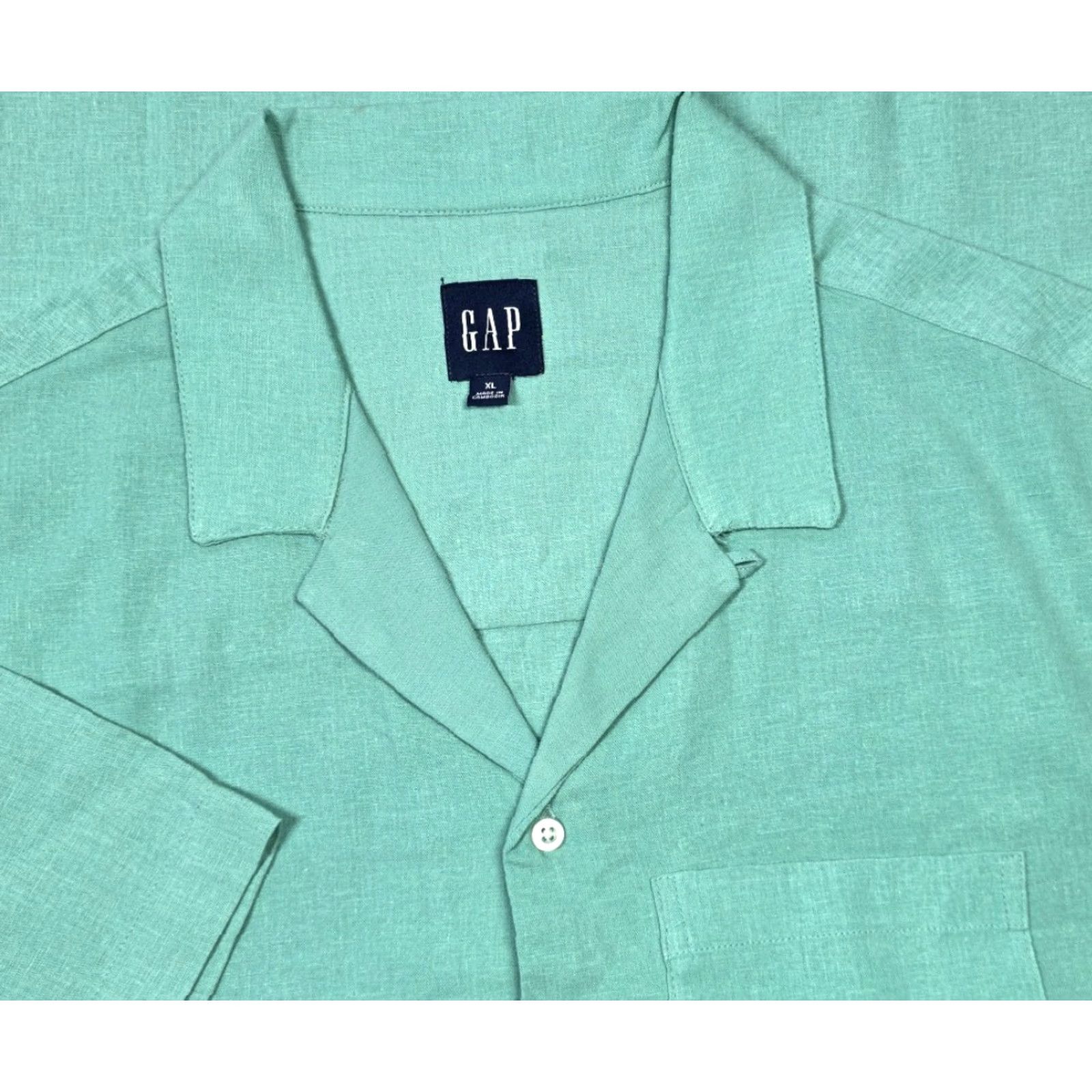 Gap VINTAGE Gap Shirt Mens XL Green Linen Rayon Blend Hawaiian Camp Shirt Loop Collar NWT Size US XL / EU 56 / 4 - 2 Thumbnail