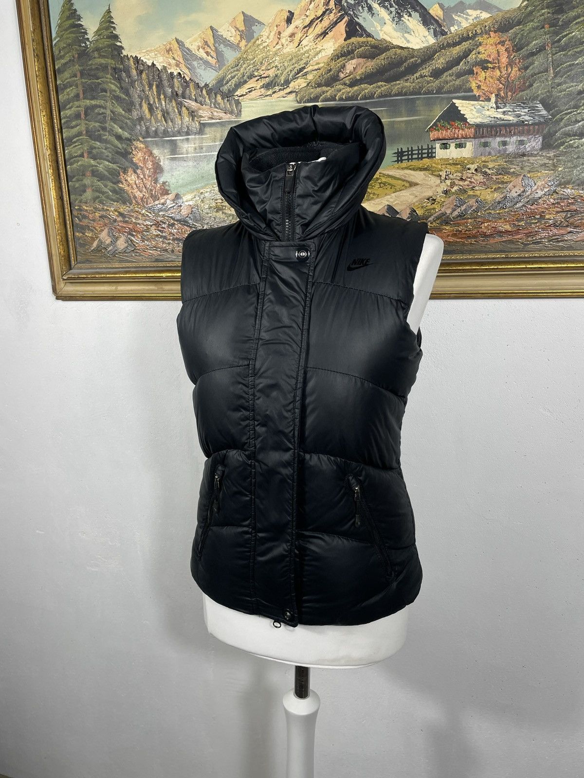 Nike × Vintage Nike Small Swoosh Zip Hoodie Black Y2k 00s Retro Winter Warm Size XS / US 0-2 / IT 36-38 - 2 Thumbnail