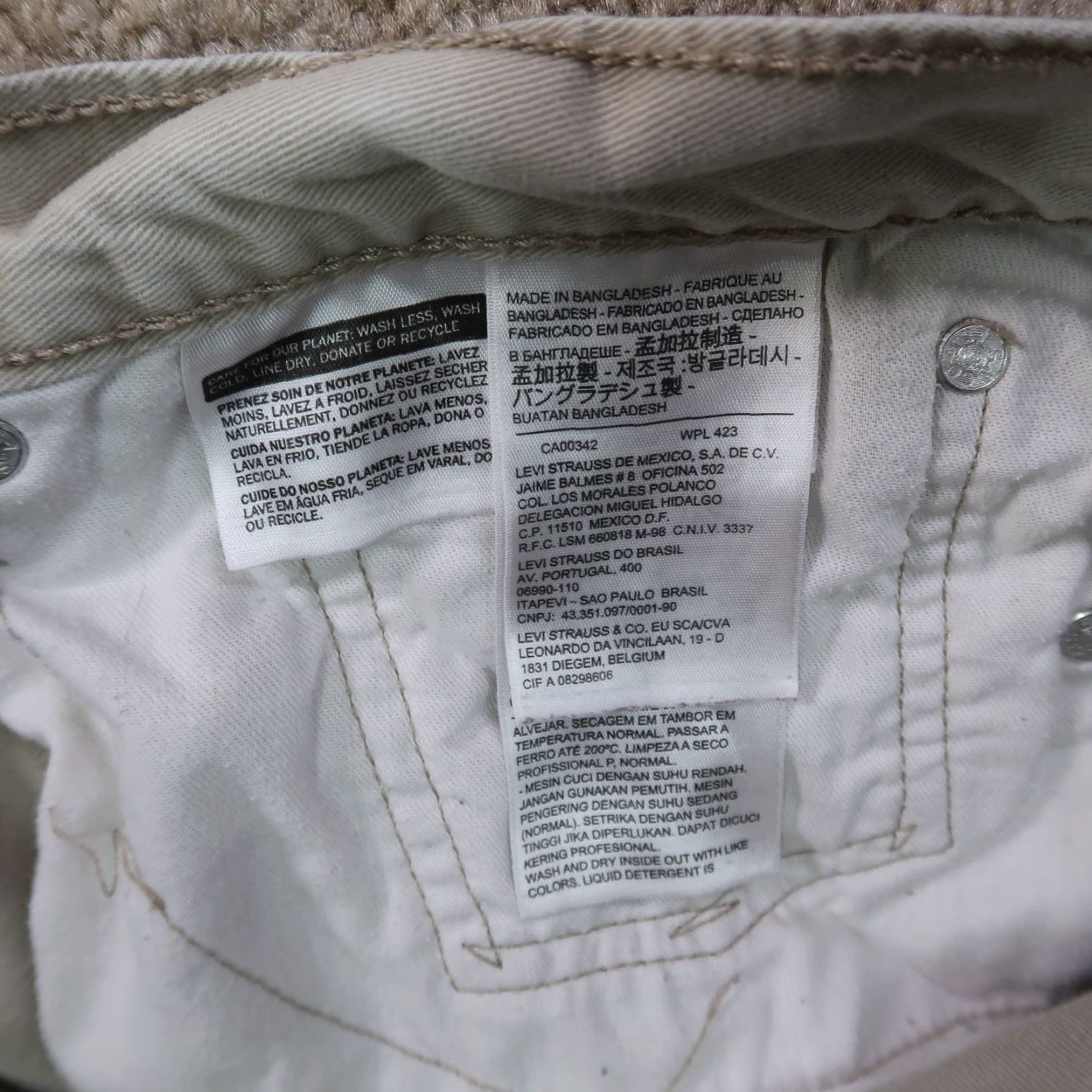Levi's Levi's 514 Slim Straight Jeans Men 38x32 Beige Khaki Denim 5-Pocket American Grunge 38 in Regular Rise Mid Vintage: No Size US 38 / EU 54 - 3 Thumbnail