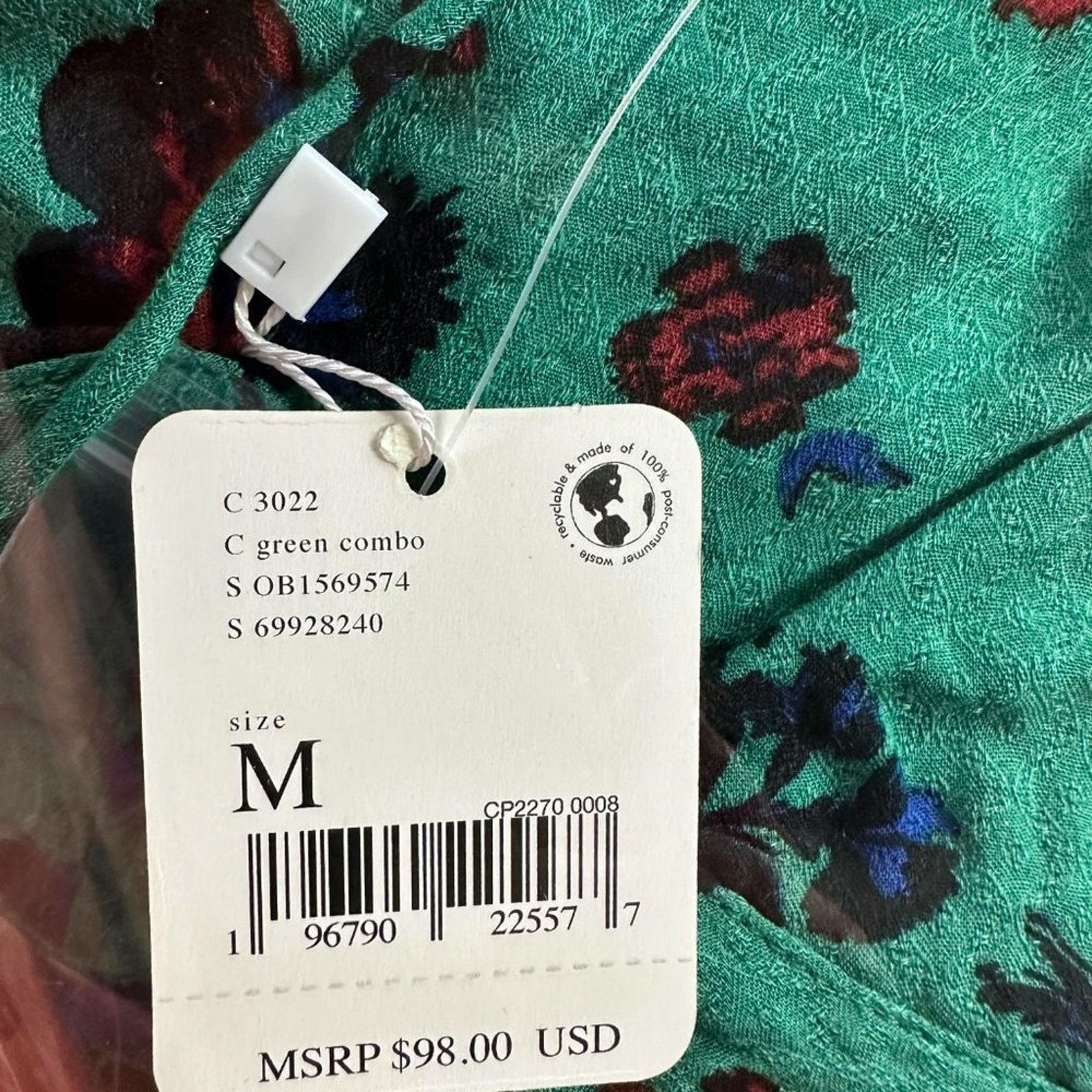 Free People Free People Hilary Floral Printed Low Square Back Top Teal M Size M / US 6-8 / IT 42-44 - 7 Thumbnail