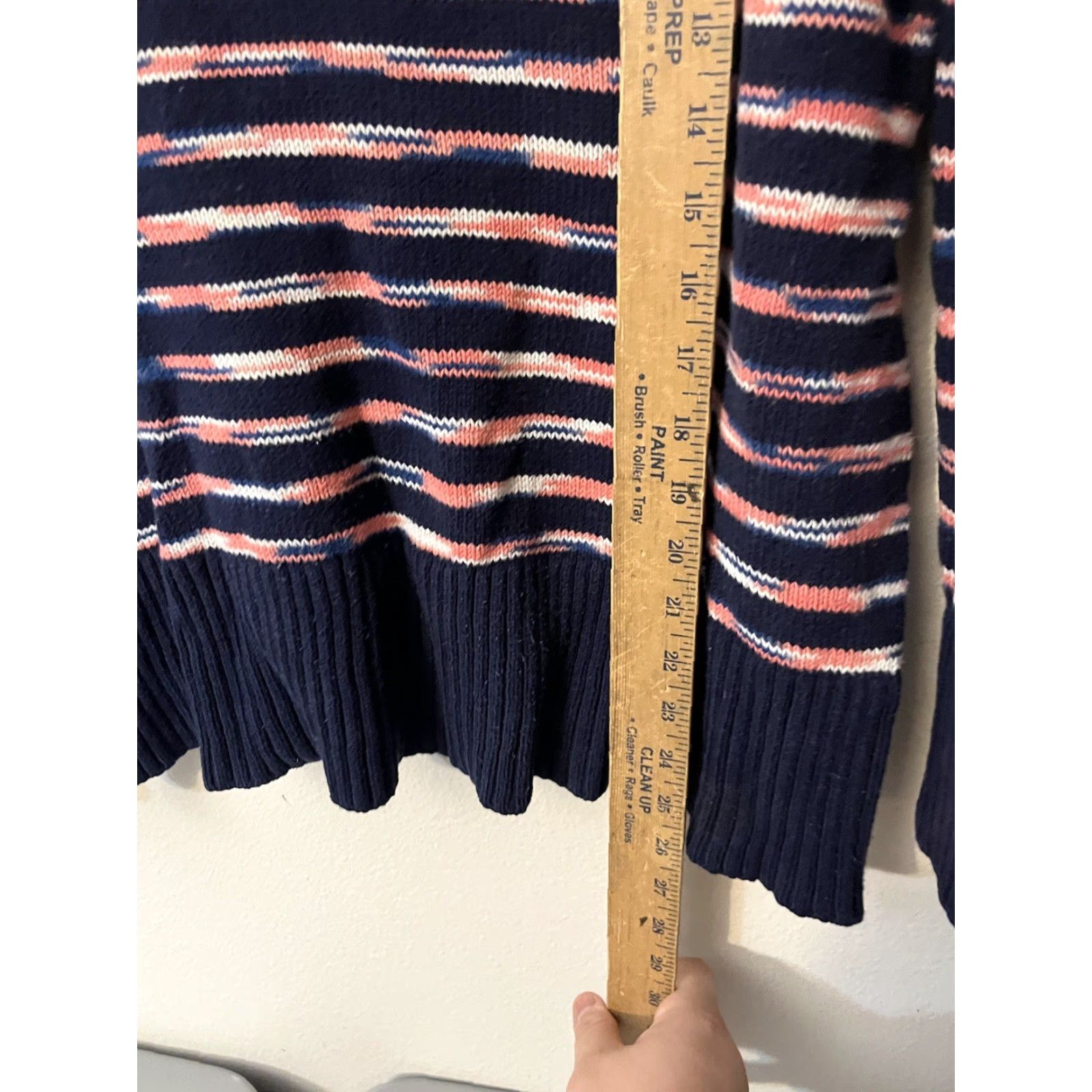 Gap GAP Striped Mock Neck Sweater Woman’s XL navy coral cotton blend Size XL / US 12-14 / IT 48-50 - 4 Thumbnail