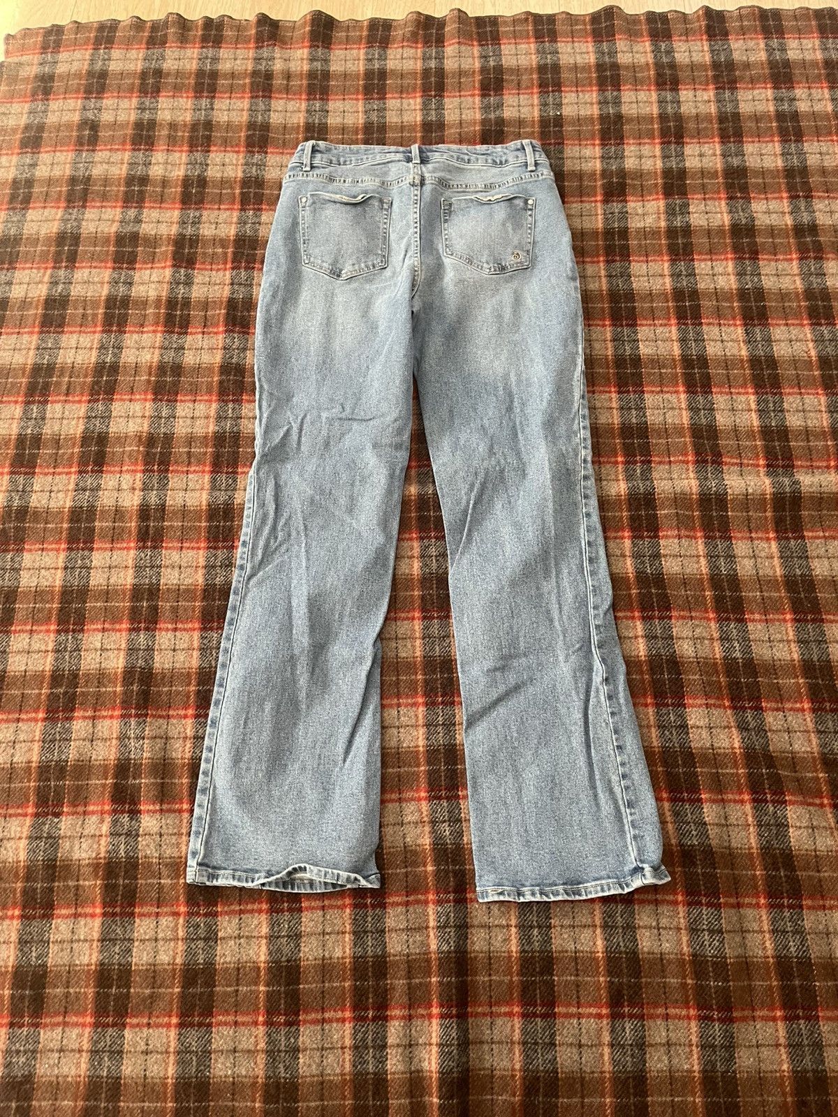 Ed Hardy × Vintage × Von Dutch Vintage Y2K Flare jeans Indigo Rein worked denim pants Size 30" / US 8 / IT 44 - 6 Thumbnail