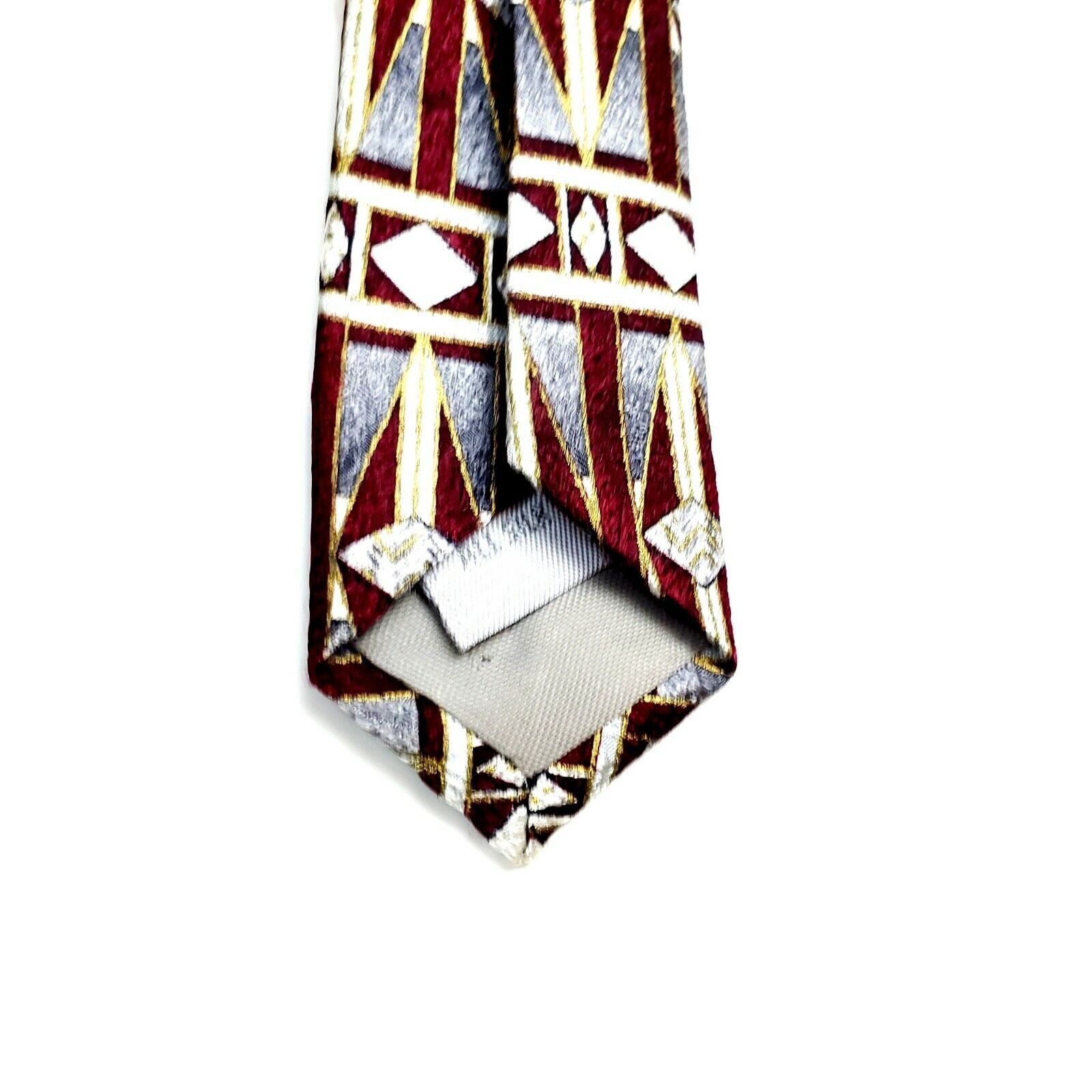 Pierre Cardin Pierre Cardin Silk Tie Gray Red Geometric Abstract Print Wid Size ONE SIZE - 4 Thumbnail