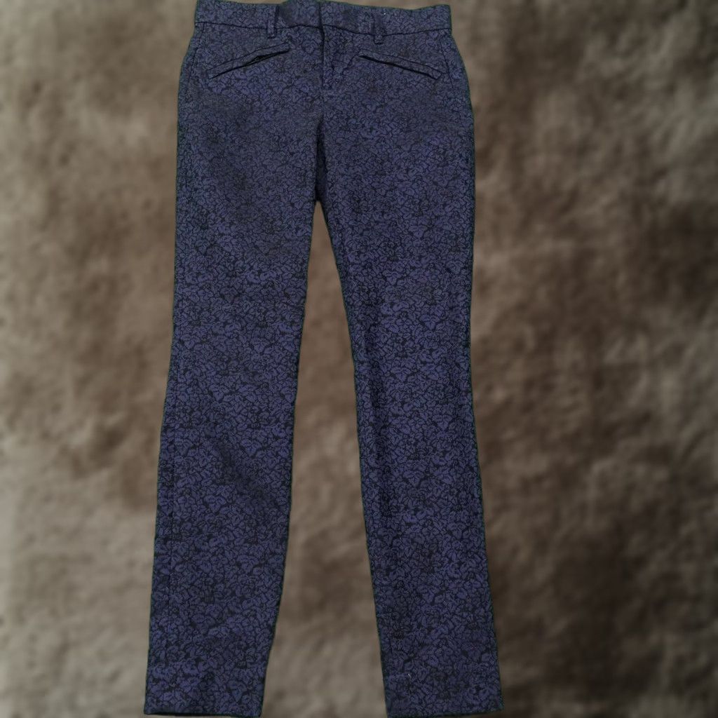 Gap Gap Womens Skinny Ankle Pants 0R Blue Floral Jacquard Dressy 29x27 Trousers Size 25" / US 0 / IT 36 - 1 Thumbnail