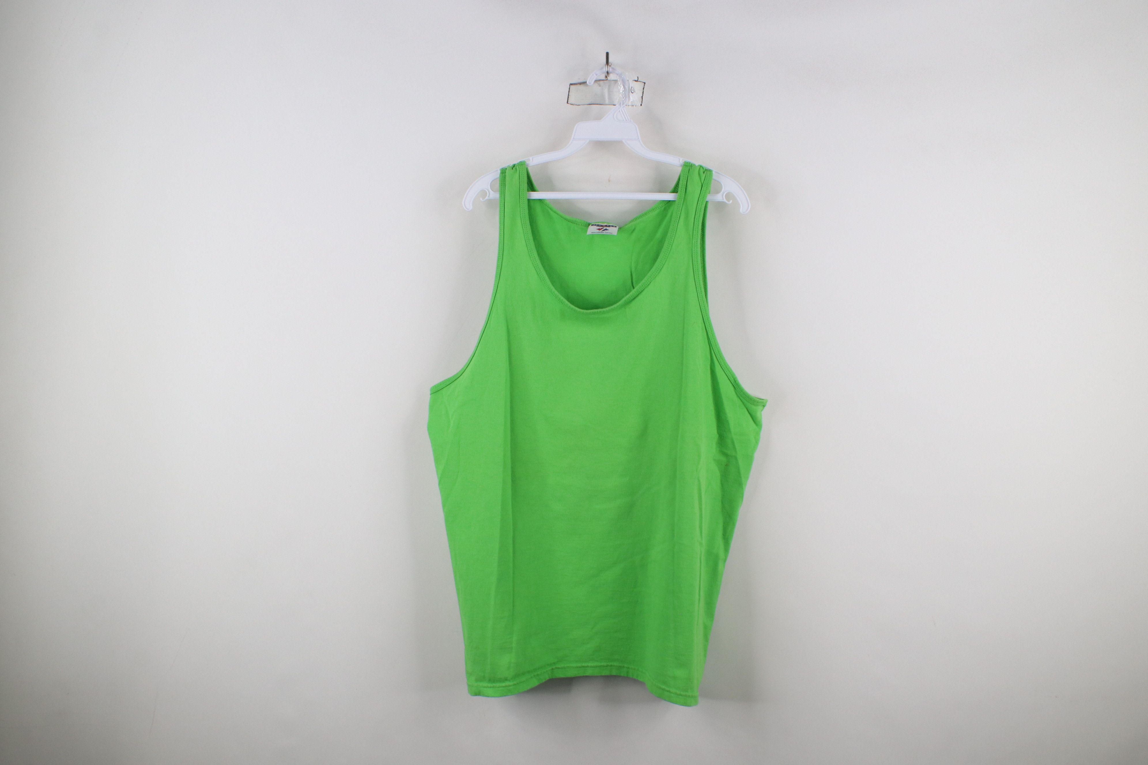 Vintage Vintage 90s Streetwear Tank Top T-Shirt Lime Green Cotton Size US L / EU 52-54 / 3 - 1 Thumbnail