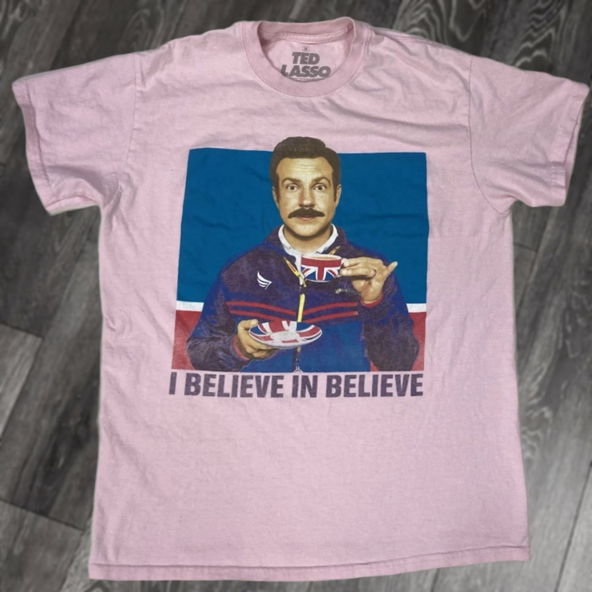 Pinko Ted Lasso I Believe TV Series Graphic T-shirt Men Medium Pink Short Sleeve Size US M / EU 48-50 / 2 - 1 Thumbnail