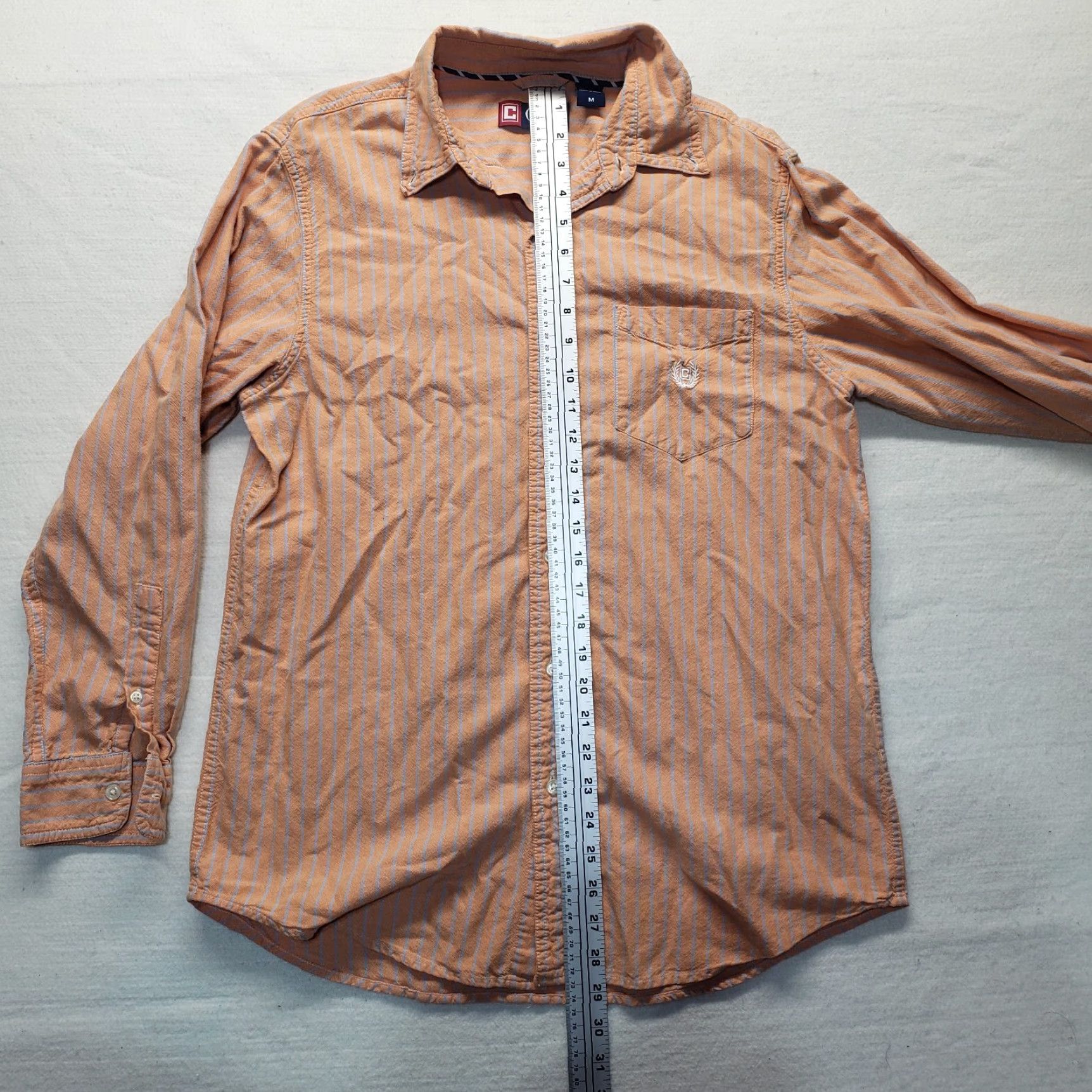Chaps Chaps Shirt Button-Up Long Sleeve Orange Stripe Casual XL Men's Easy Care Button-Down Collar 46 in Chest Regular Fit Size US XL / EU 56 / 4 - 6 Thumbnail